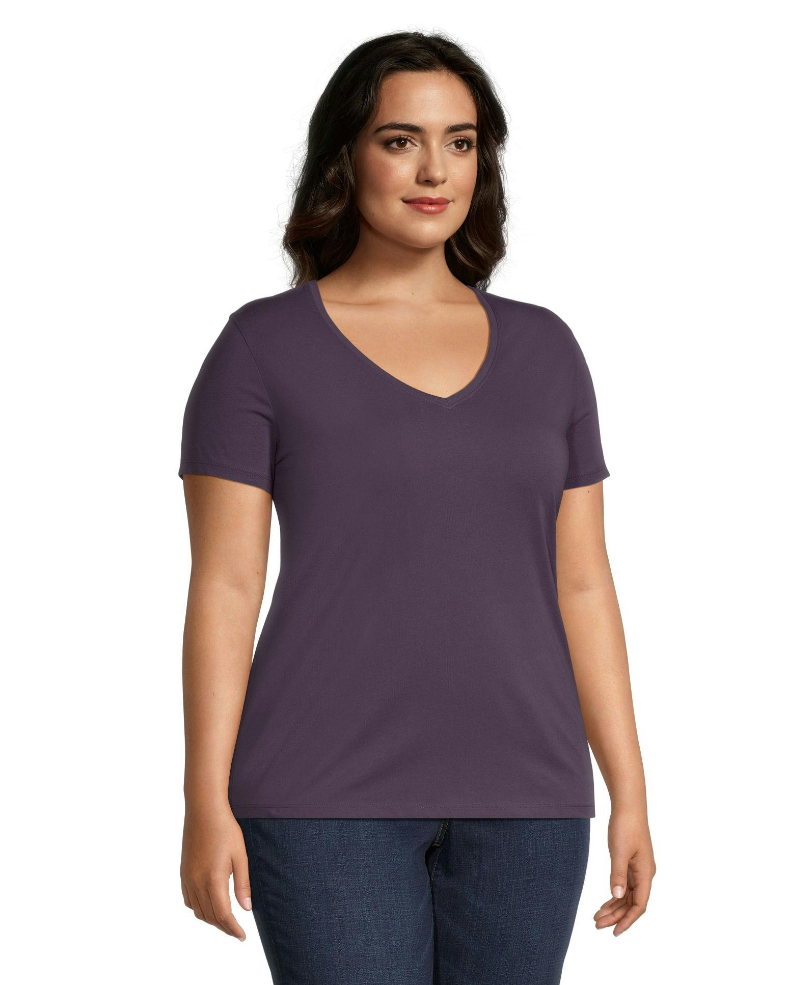 Denver Hayes Women's Semi Fitted Short Sleeve V Neck T Shirt