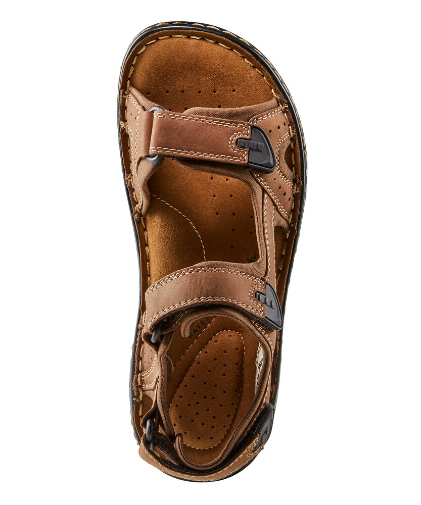 Denver Hayes Men's Parkdale FRESHTECH Leather Adjustable Straps Sandals - Brown