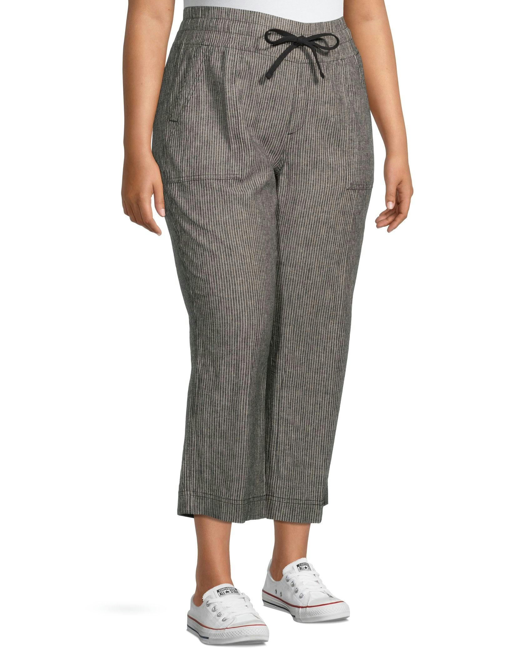 Denver Hayes Women's Linen Blend Straight Leg Crop Pants