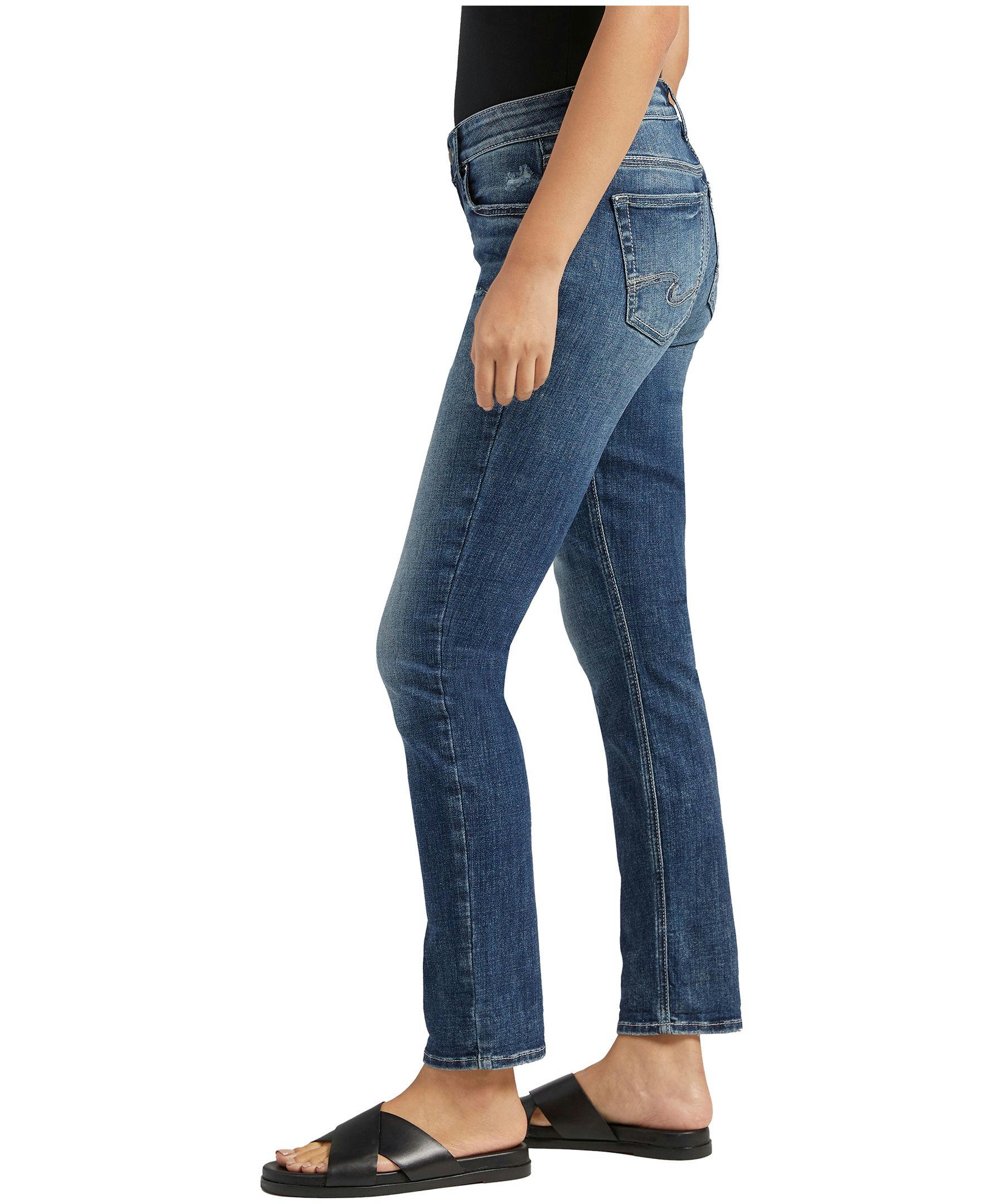Silver Women's Elyse Mid Rise Straight Leg Jeans - Medium Indigo