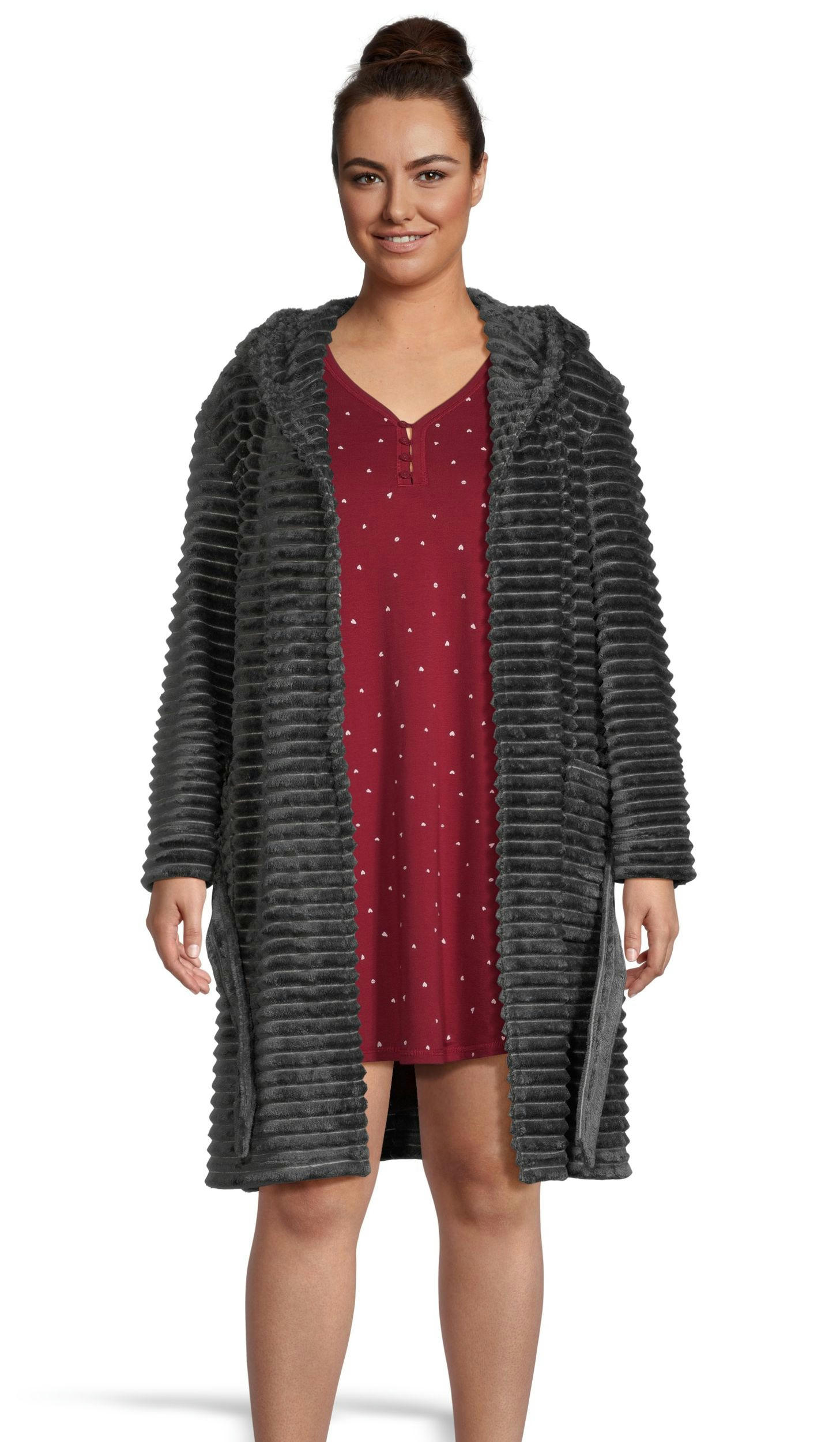 Denver Hayes Women's Short Cut Plush Velour Hooded Robe