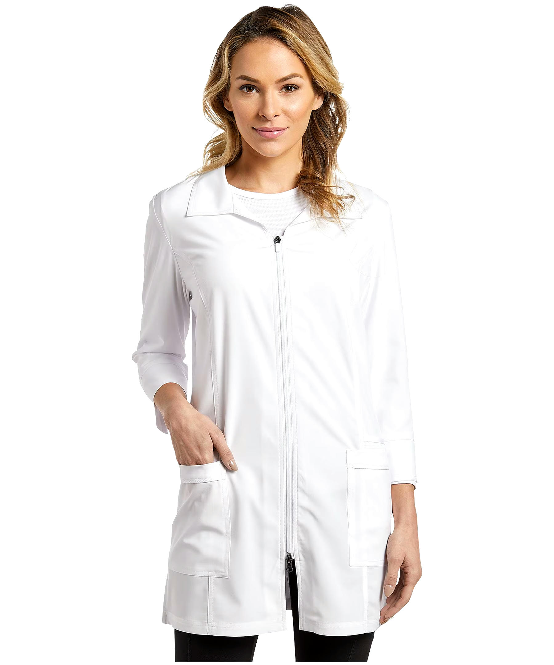 White Cross Women's Fit Zip Front Lab Coat - White