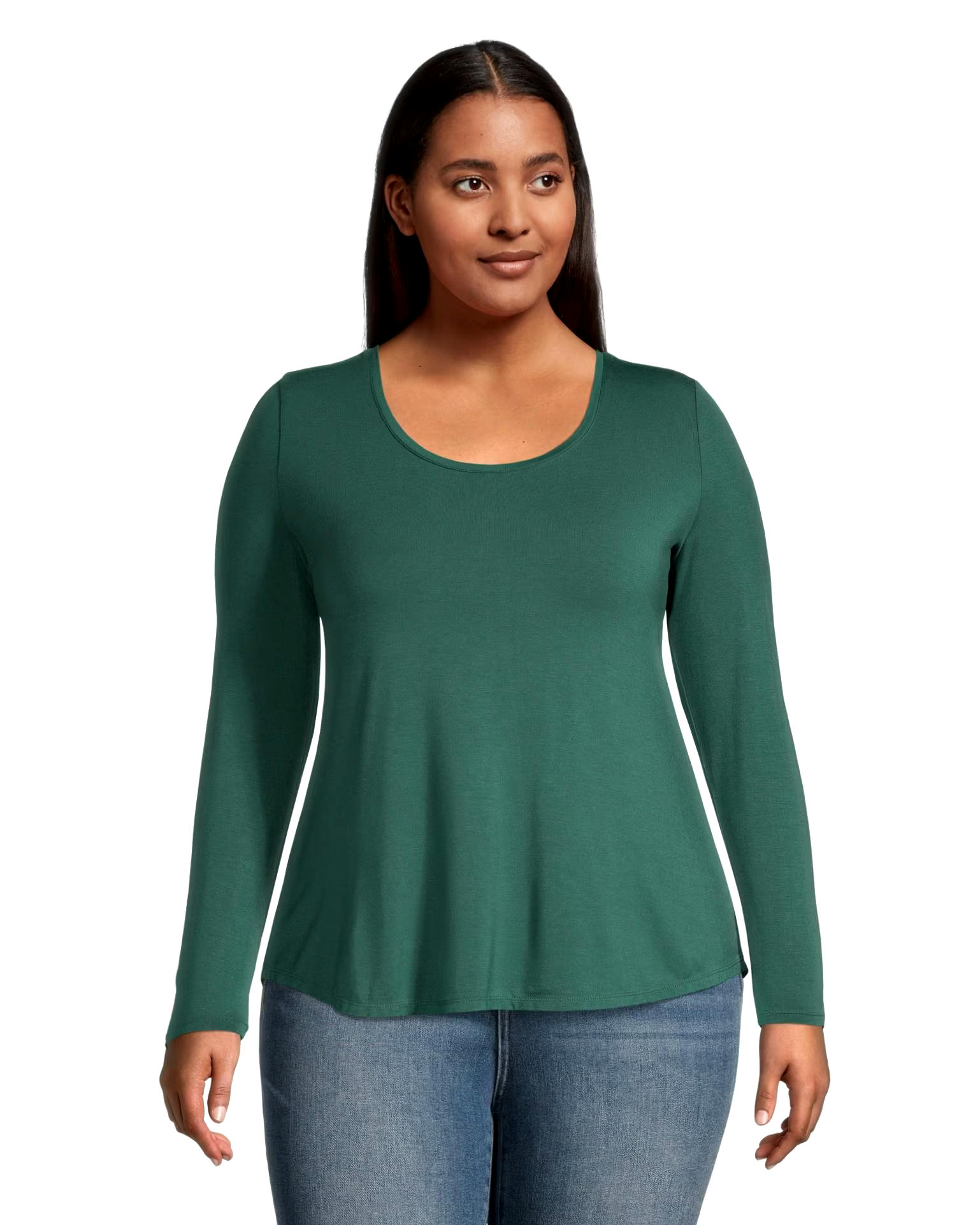 Denver Hayes Women's Long Sleeve Relaxed Fit Scoop Neck T Shirt