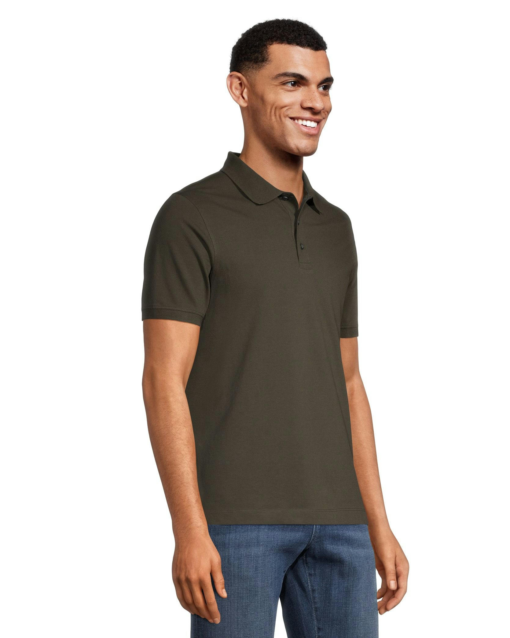 Denver Hayes Men's 50 Wash Stretch Short Sleeve Classic Fit Pique Polo Shirt