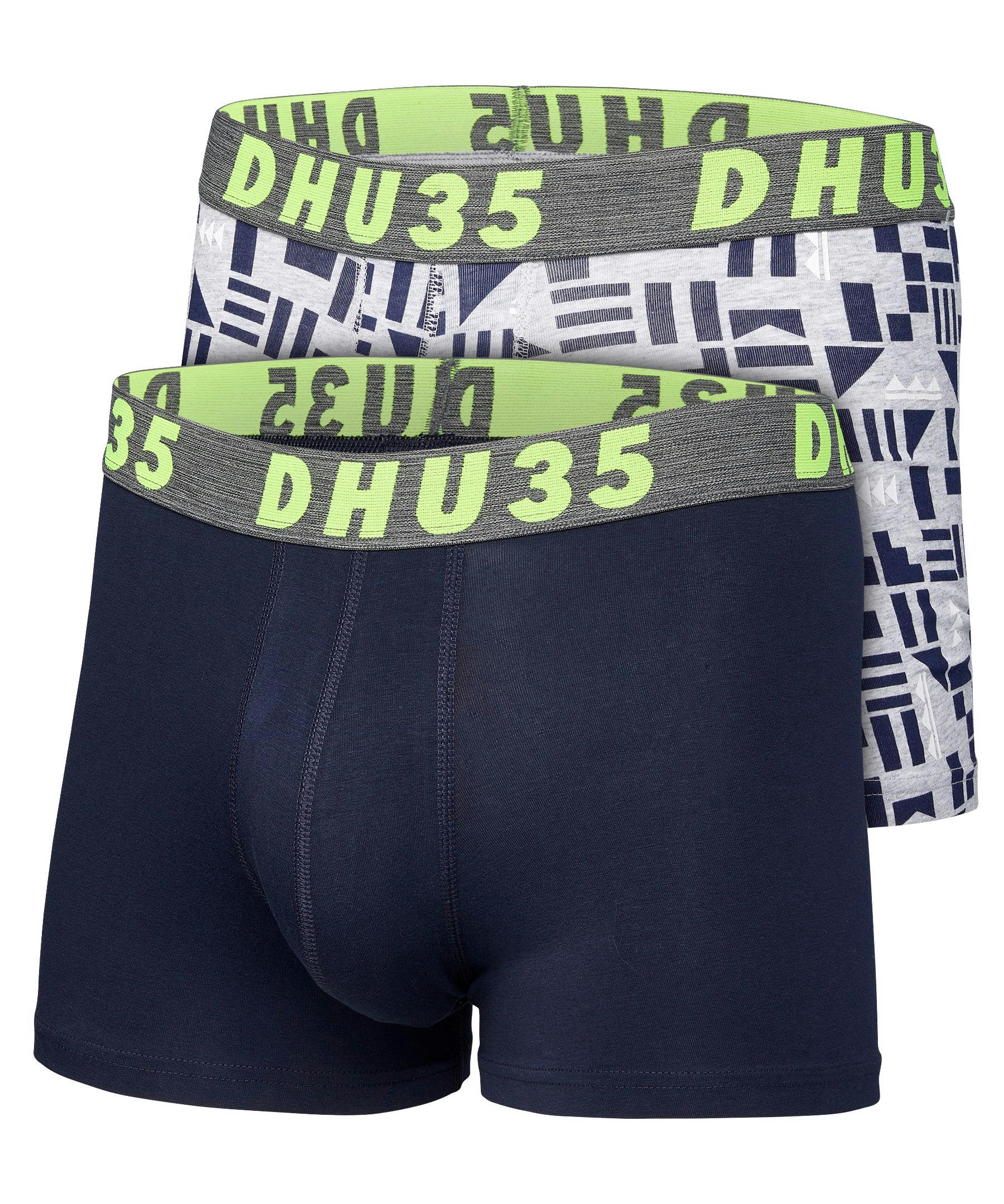 Denver Hayes Men's 2 Pack Fashion Side X Side Cotton Stretch Trunk Briefs with Elastic Waistband