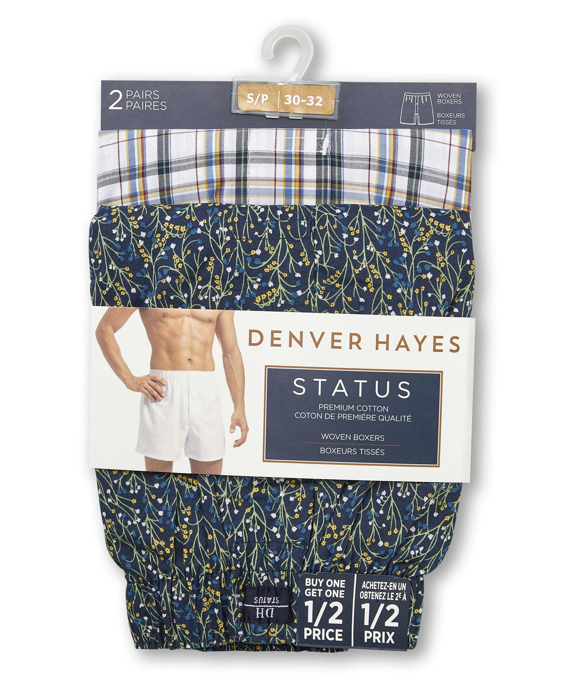 Denver Hayes Men's 2 Pack Woven Boxer