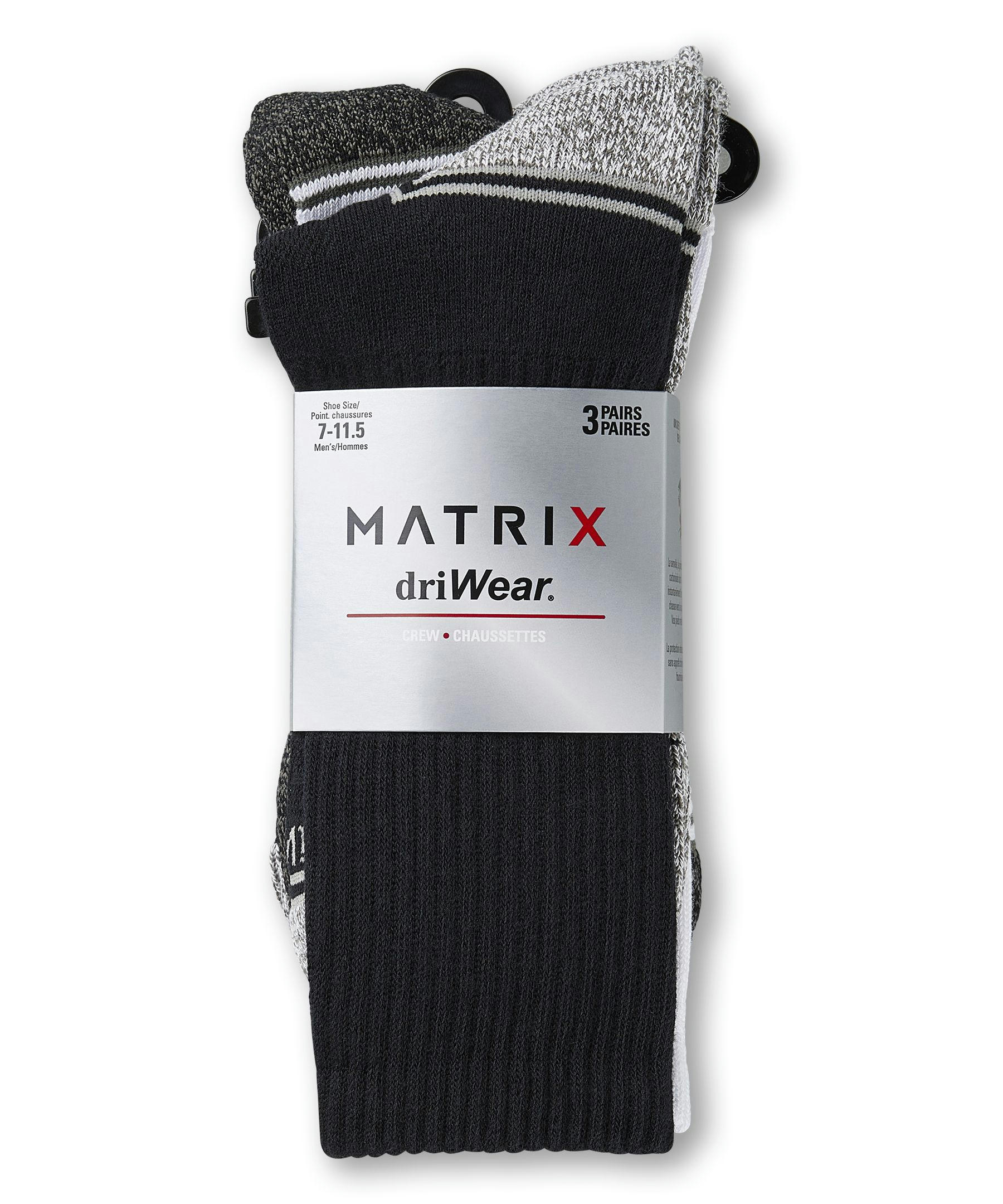 Matrix Men's Driwear 3 Pack Crew Sport Socks