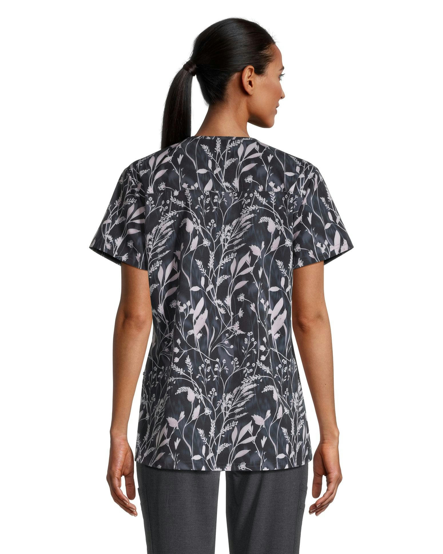 Scrubletics Women's V-Neck Print Scrub Top - Fall Vine