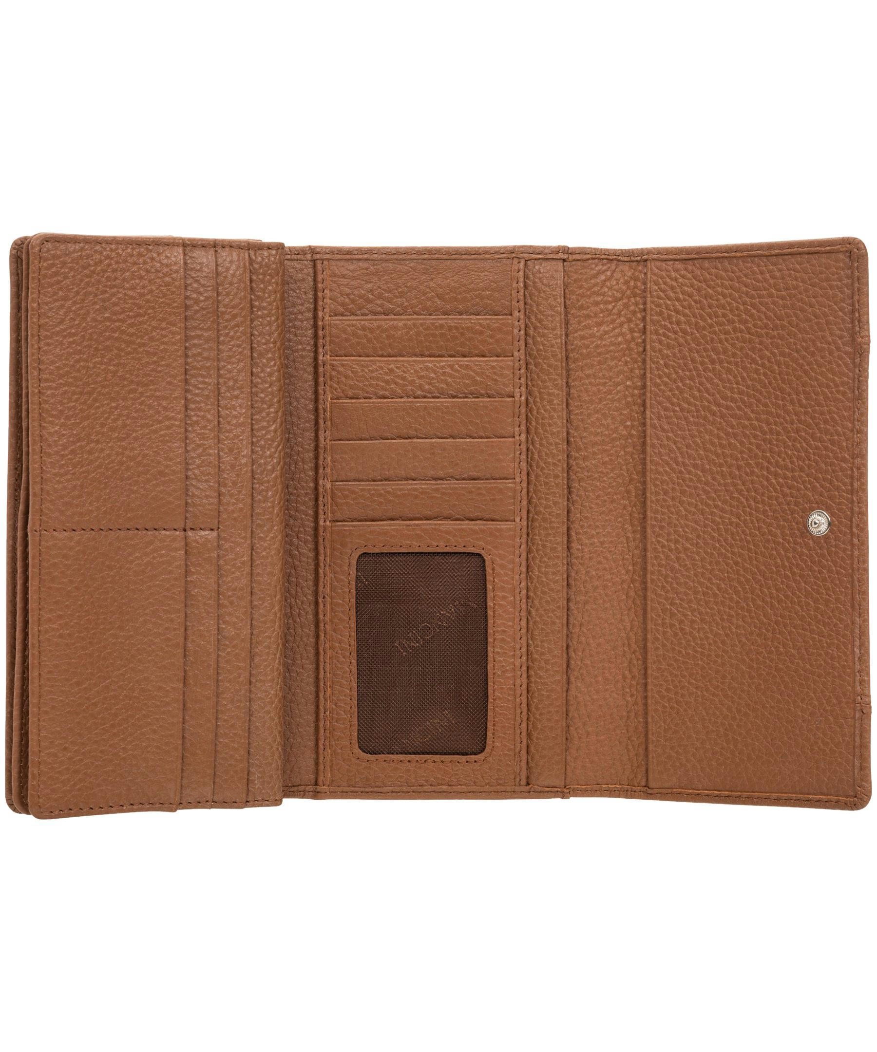 Mancini Leather Goods Women's Pebelled RFID Secure Trifold Wing Wallet