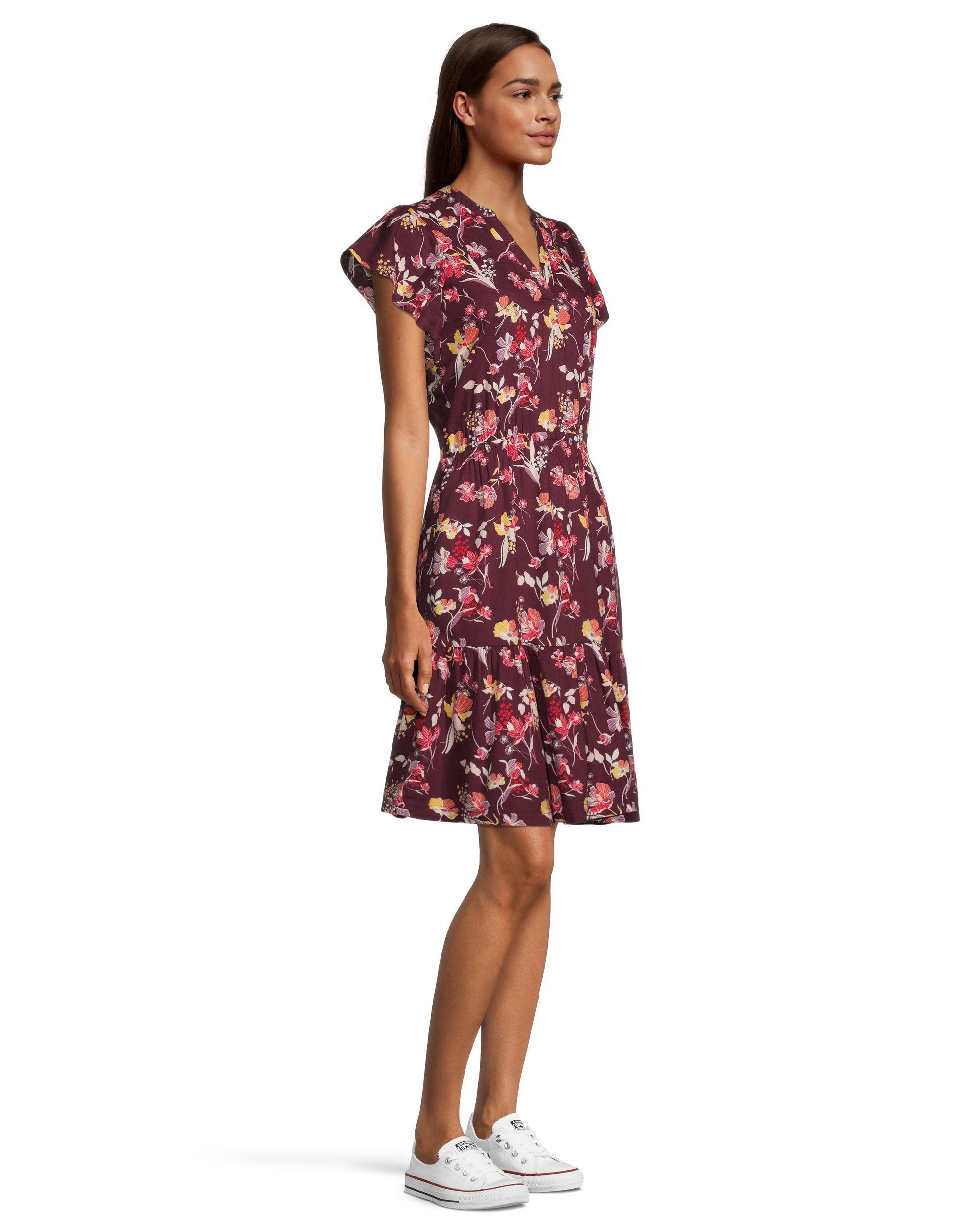 Women's Flutter Sleeve Ruffle Dress