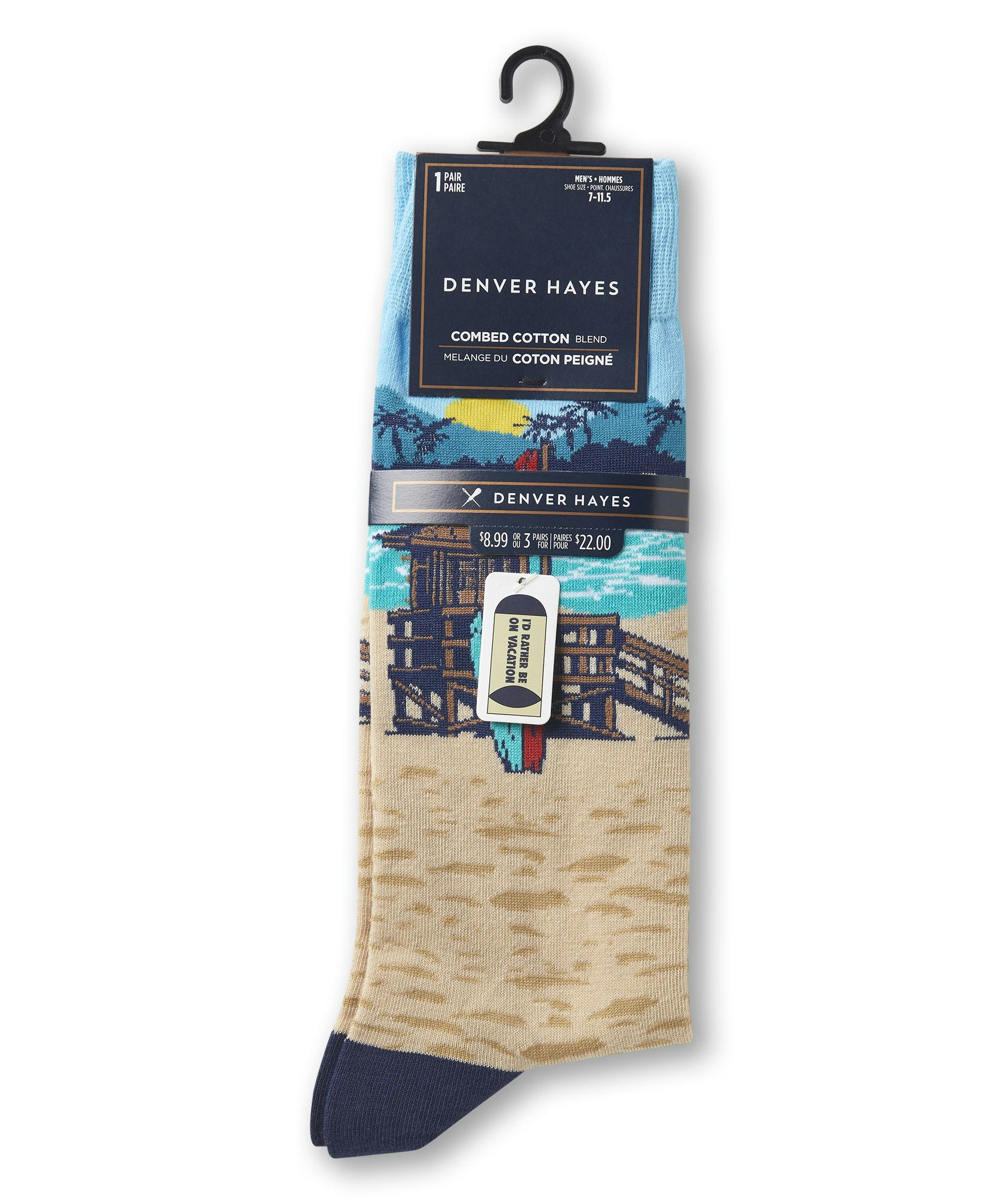 Denver Hayes Men's FRESHTECH® Camping Pattern Casual Crew Socks