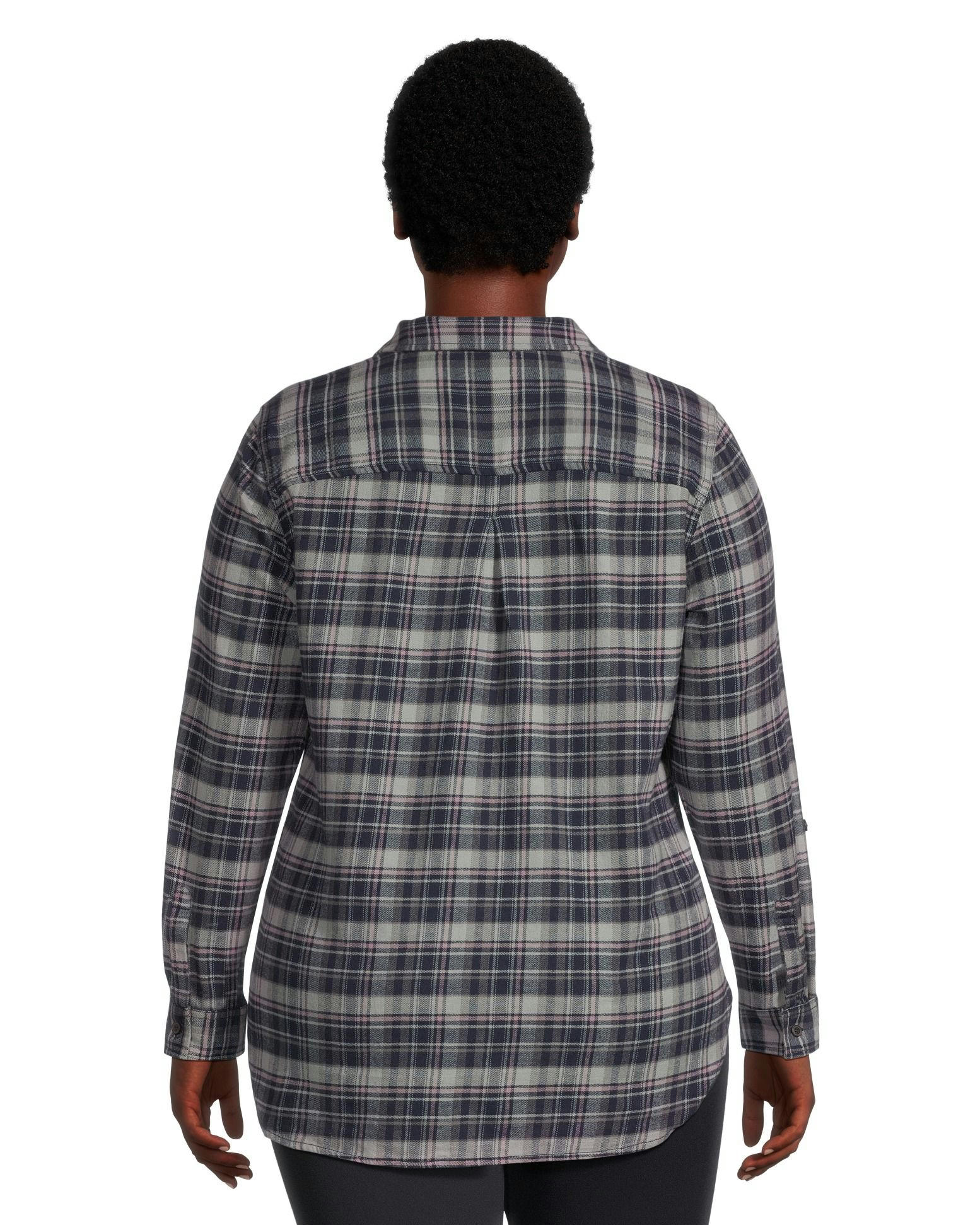 WindRiver Women's Semi-fit Long Sleeve Button Up Soft Brushed Stretch Flannel Shirt