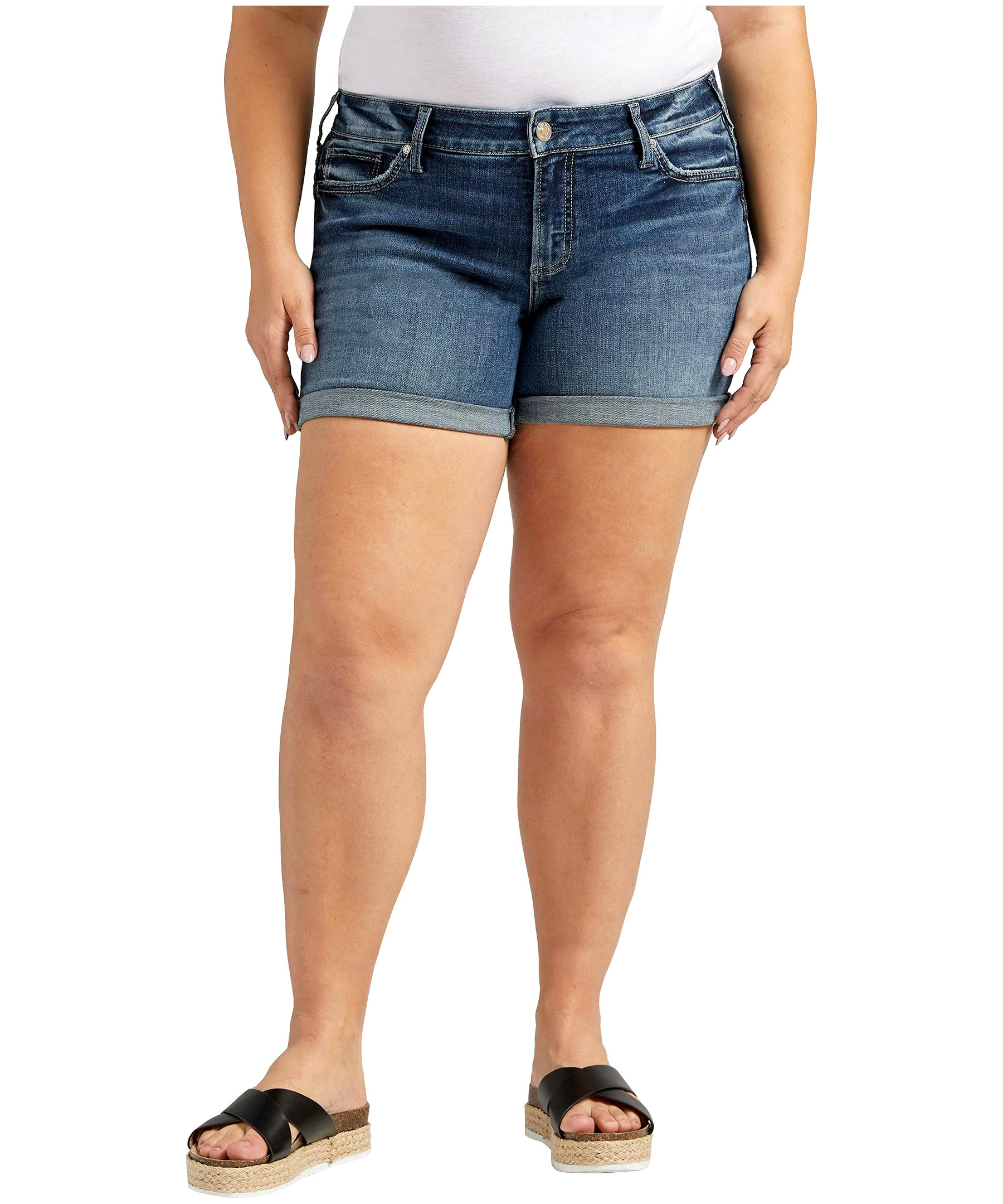 Silver Women's Britt Curvy Fit Low Rise Jean Shorts - Plus Size