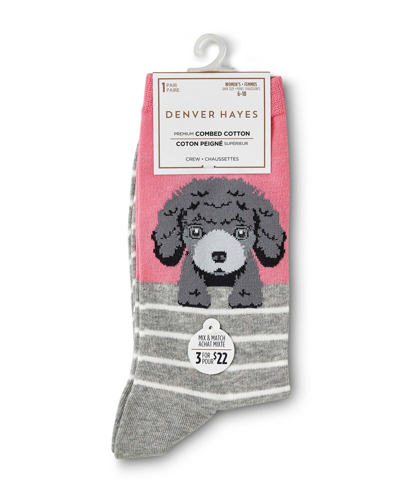 Denver Hayes Women's Crew Patterned Cotton Socks