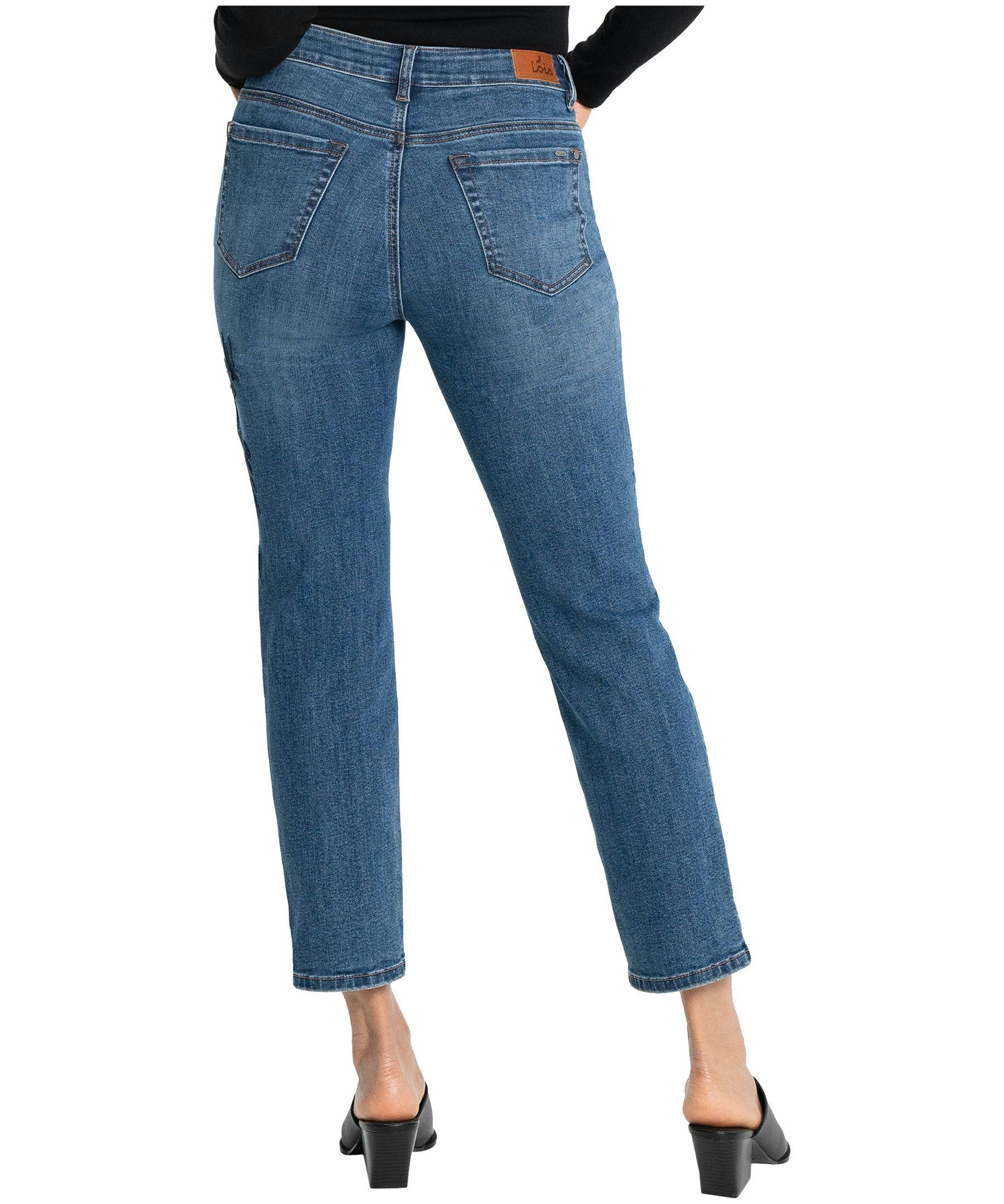 Lois Gigi Mid Rise Slim Leg Embroidered Jeans
