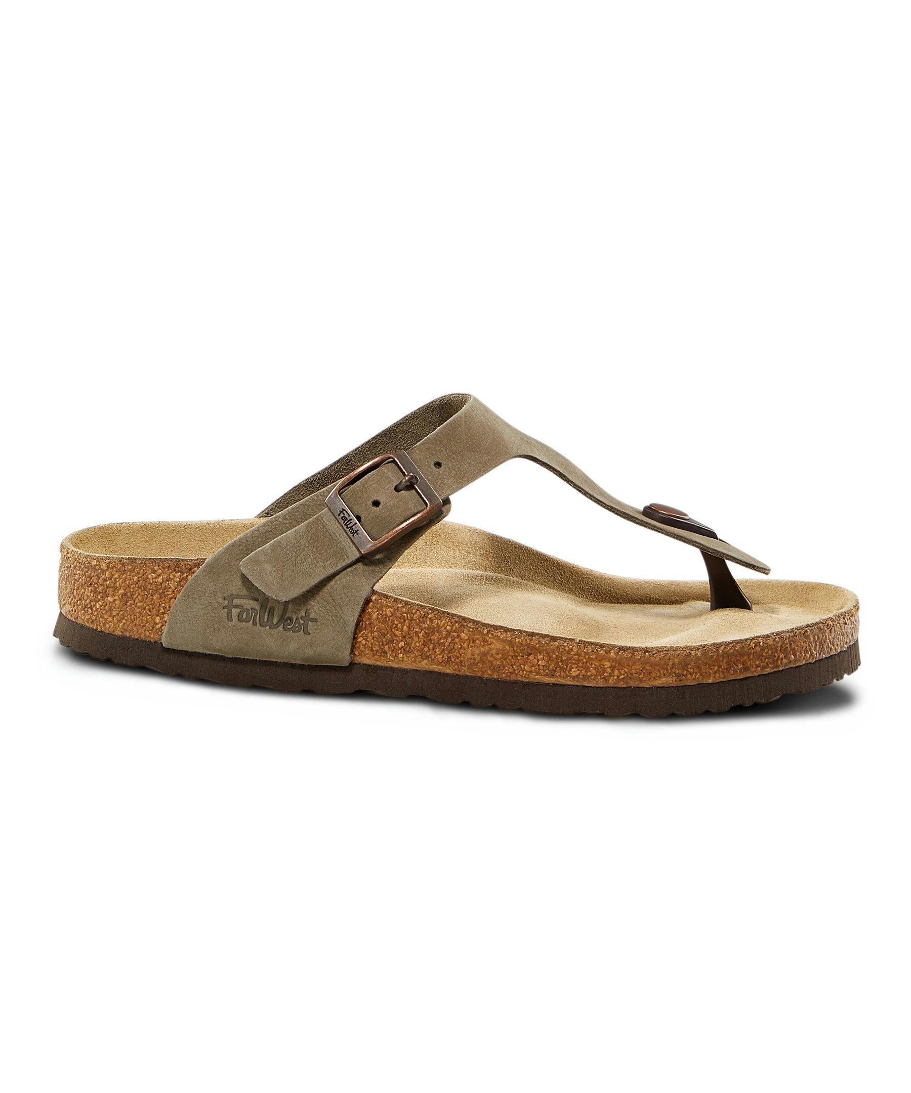 FarWest Women's Vernon Cork Toe Thong Sandals - Taupe