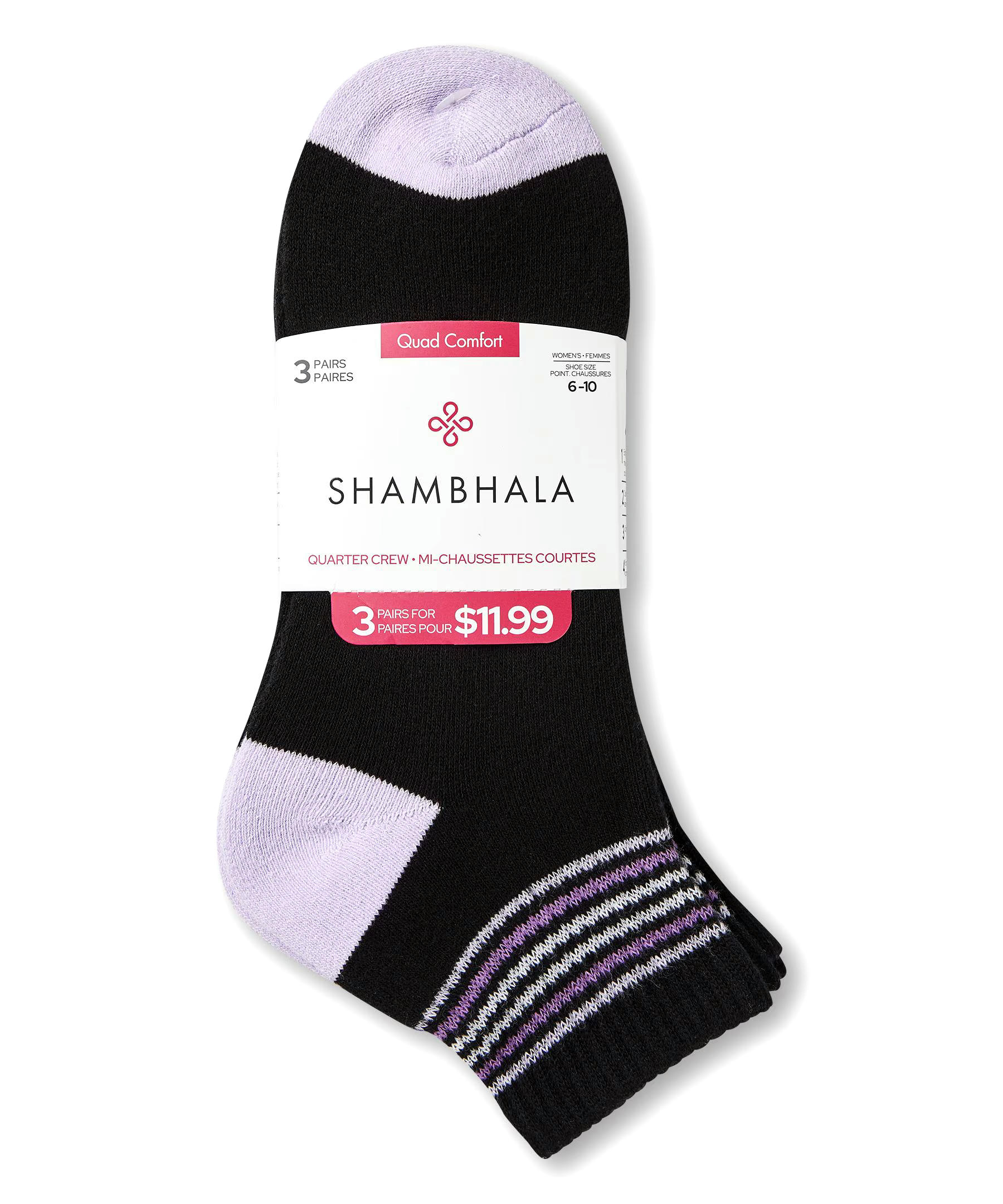 Shambhala Women's Quad Comfort FRESHTECH® Sport Crew Socks, 3 Pack