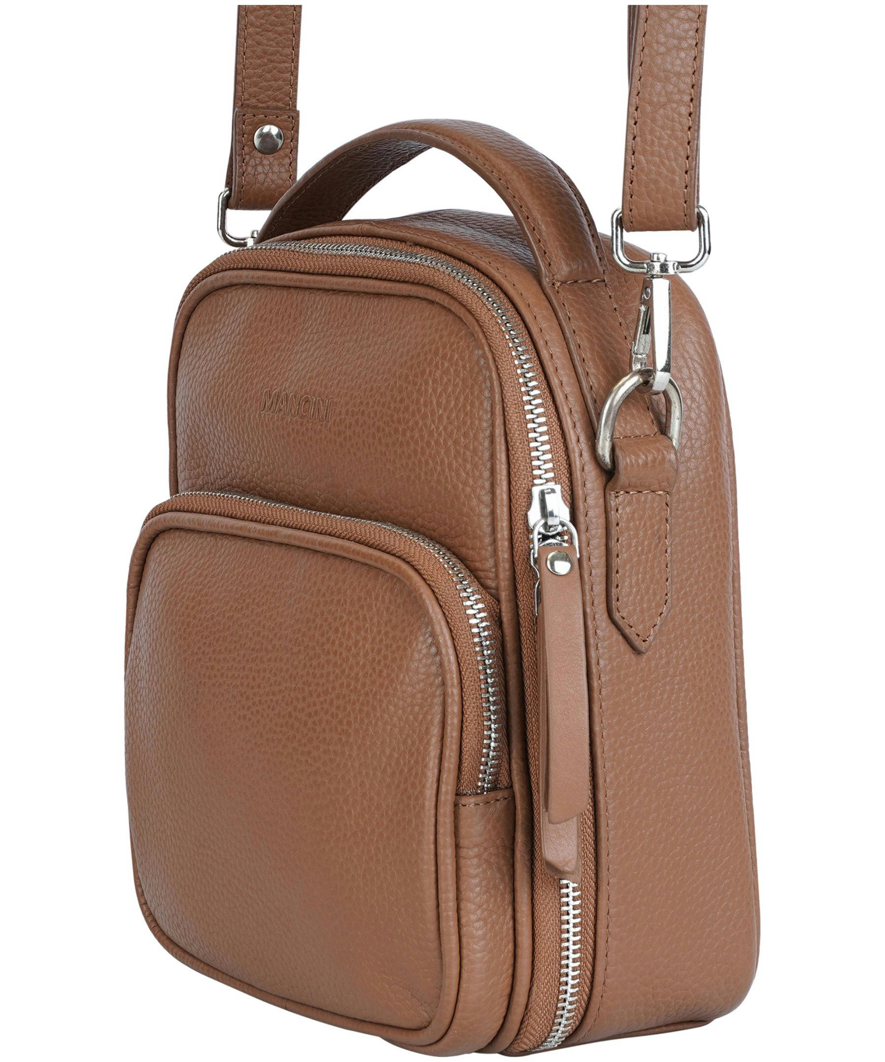 Mancini Leather Goods Women's Pebelled Daisy North/South Crossbody Bag