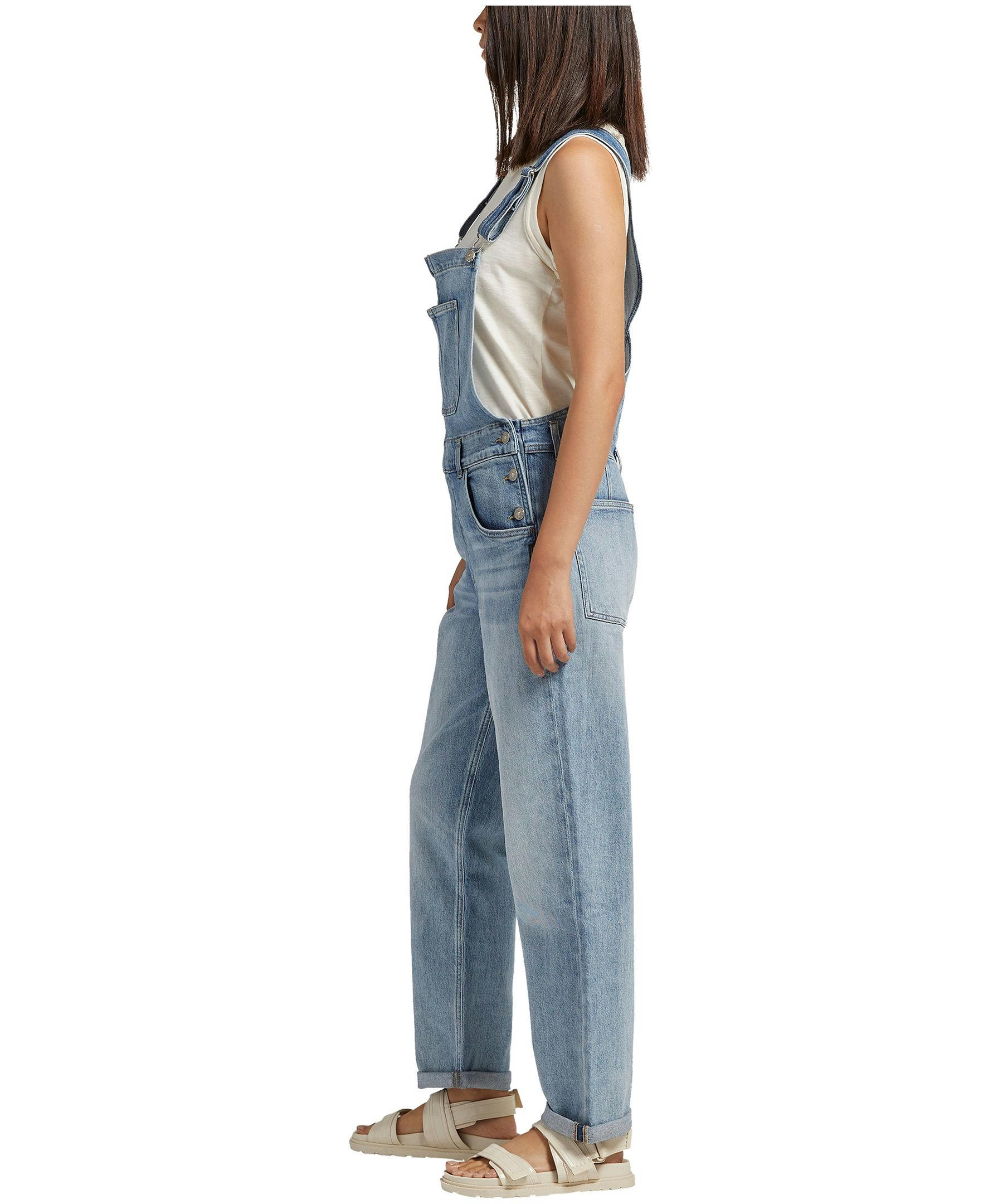 Silver Women's Baggy Straight Leg Jean Overalls