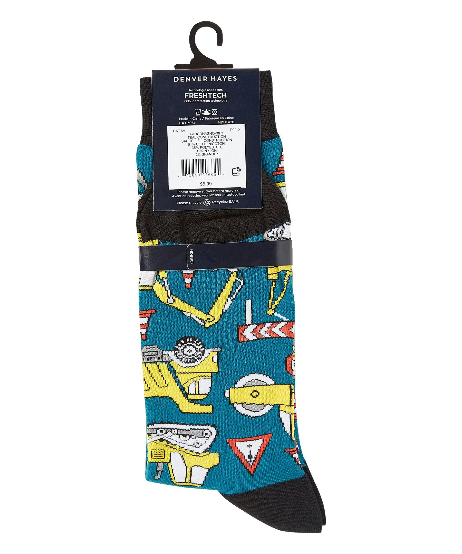 Denver Hayes Men's Novelty Pattern Crew Socks