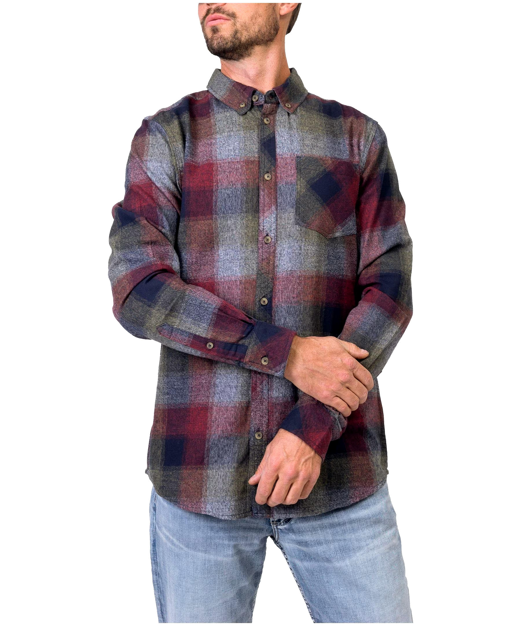 Silver Men's Button Down Flannel Shirt