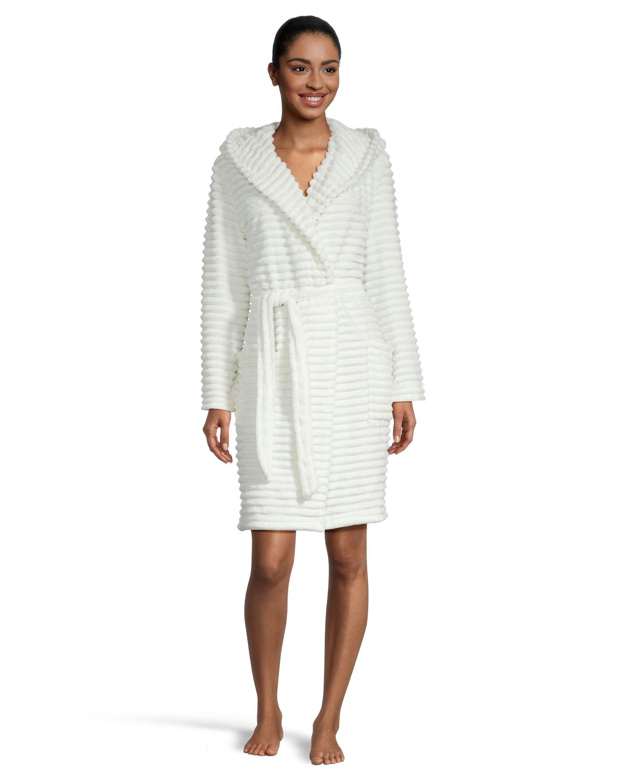 Denver Hayes Women's Short Cut Plush Velour Hooded Robe