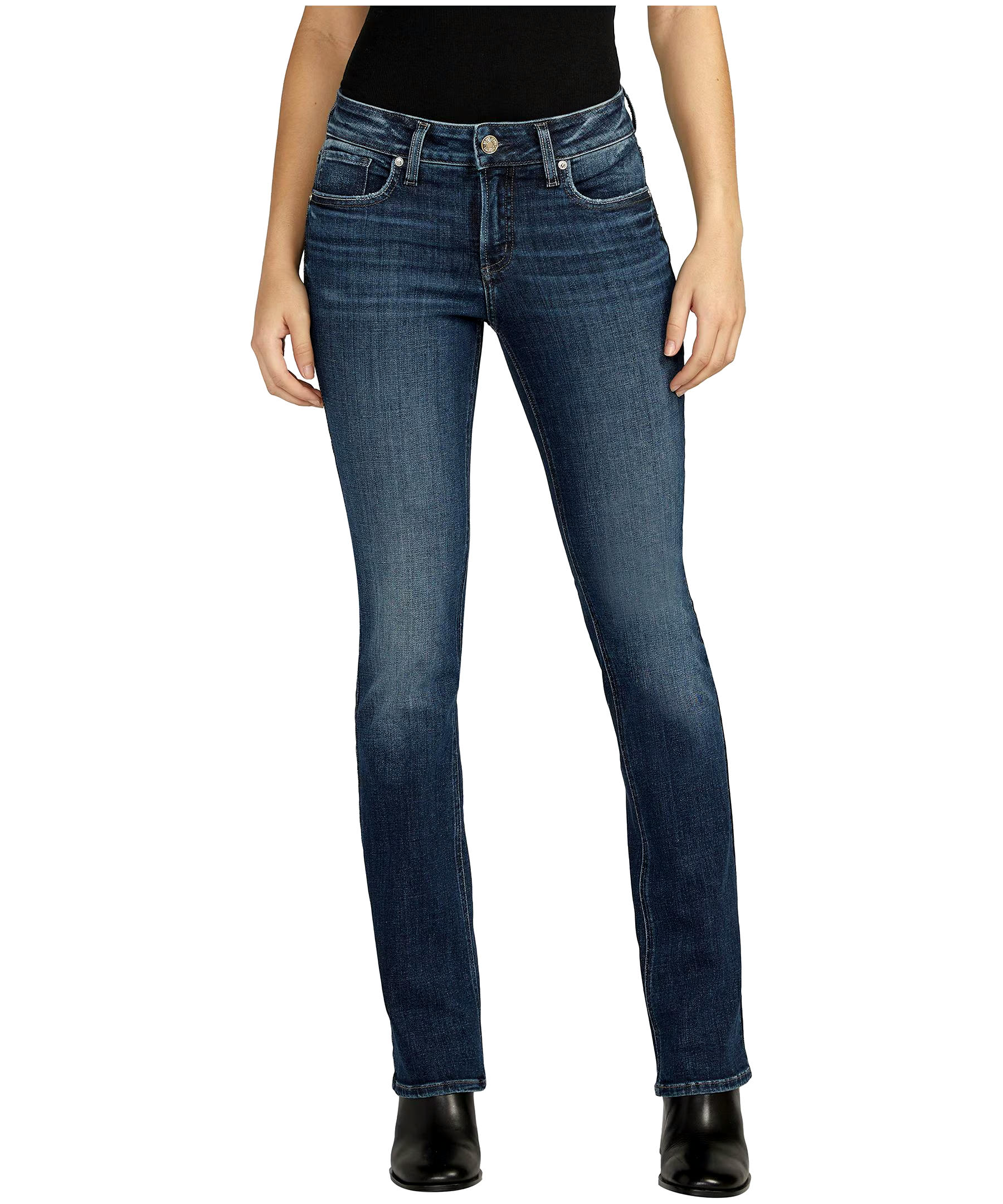 Silver Women's Elyse Mid Rise Curvy Fit Slim Leg Bootcut Jeans