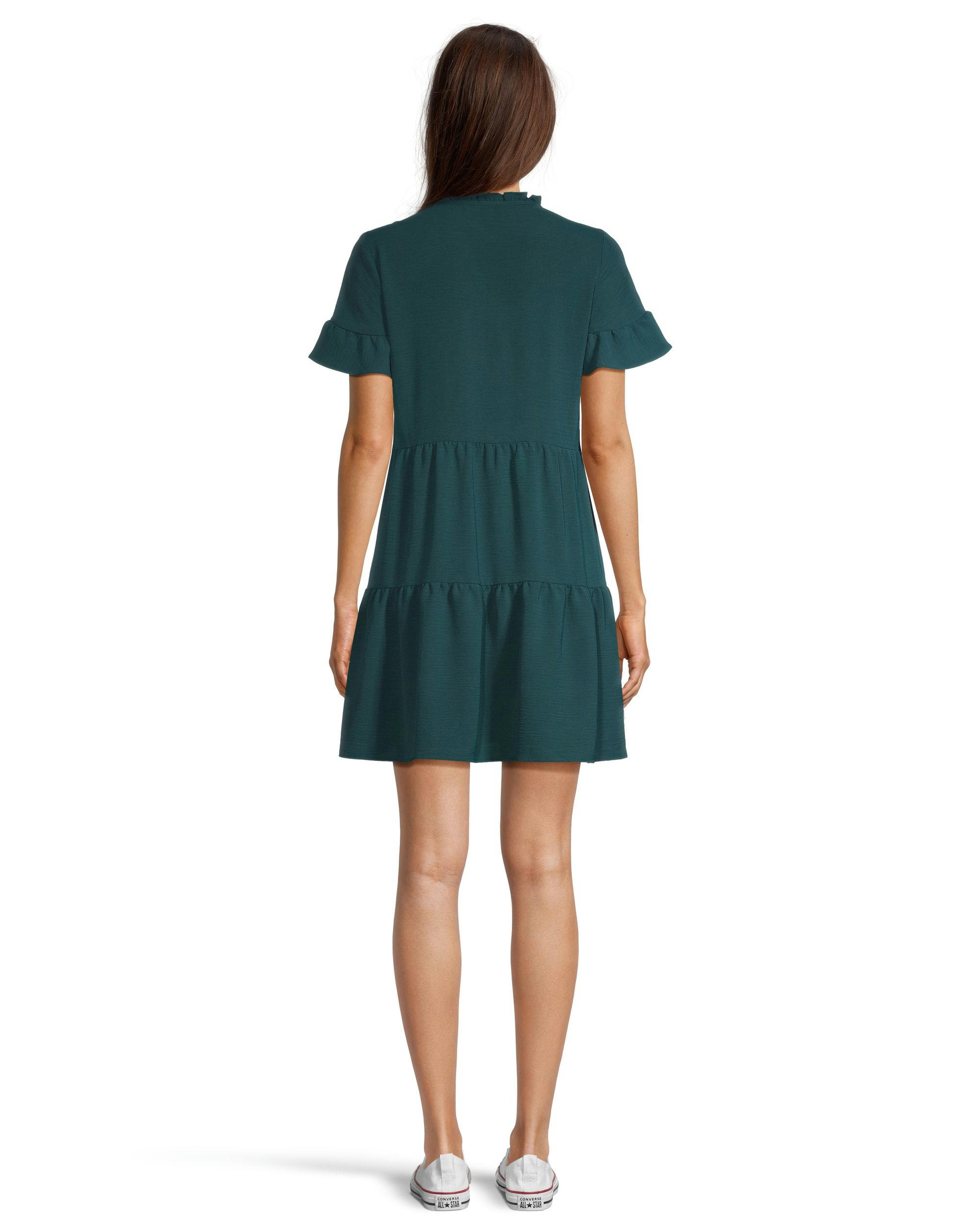 Denver Hayes Women's Flowy Double Tier Short Sleeve Dress