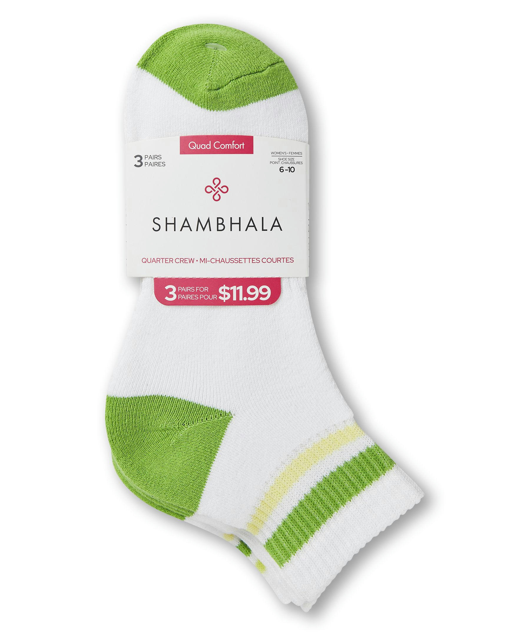 Shambhala Women's Quad Comfort FRESHTECH® Sport Crew Socks, 3 Pack