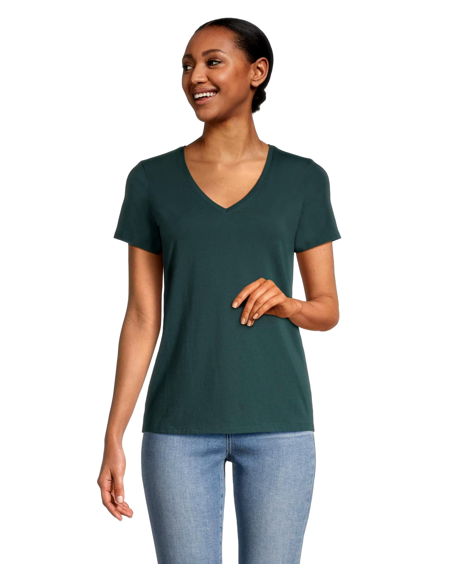 Denver Hayes Women's Semi Fitted V Neck T Shirt