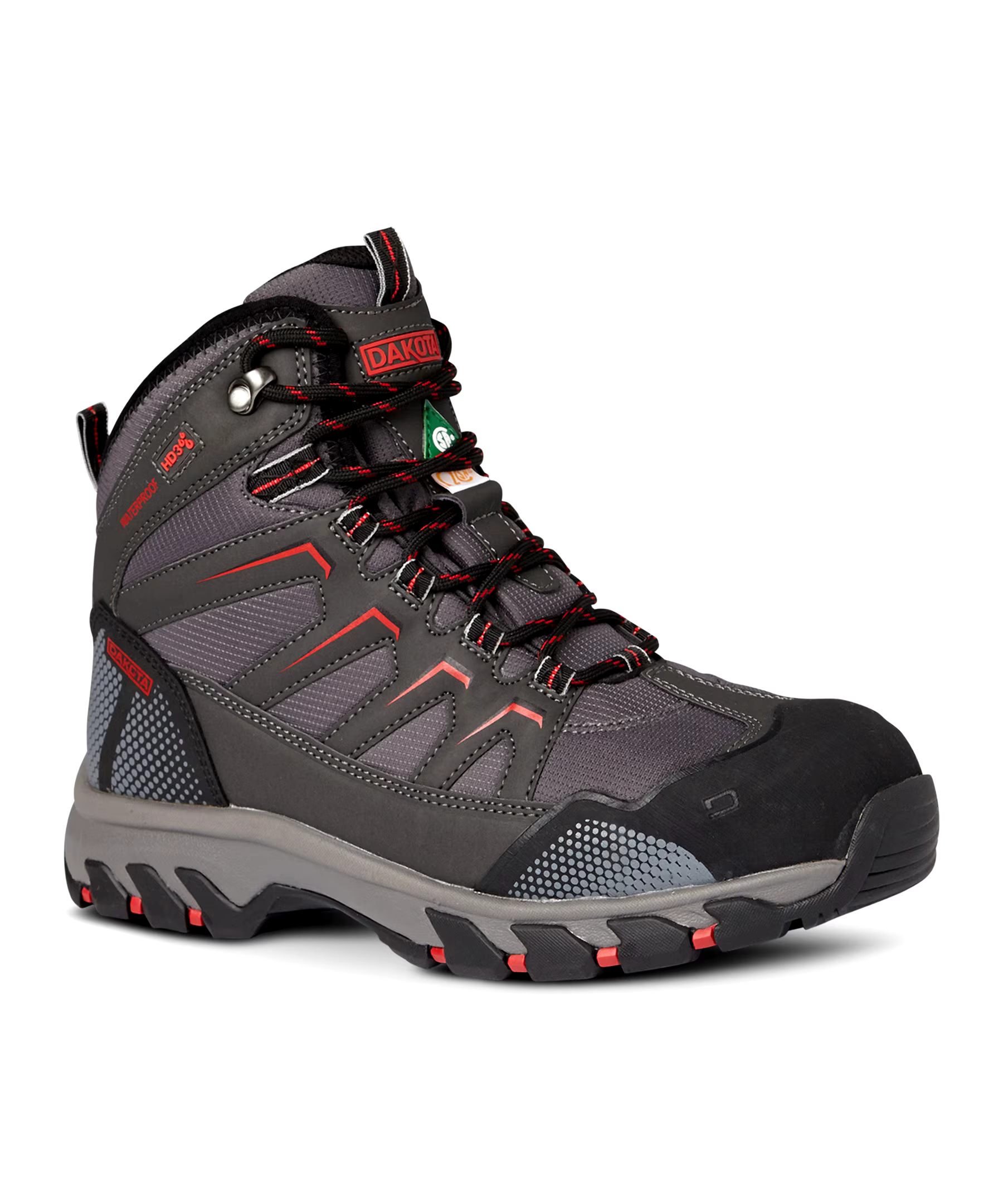 Dakota WorkPro Series Men's Steel Toe Steel Plate Waterproof Mid Cut Safety Hiking Boots - Grey