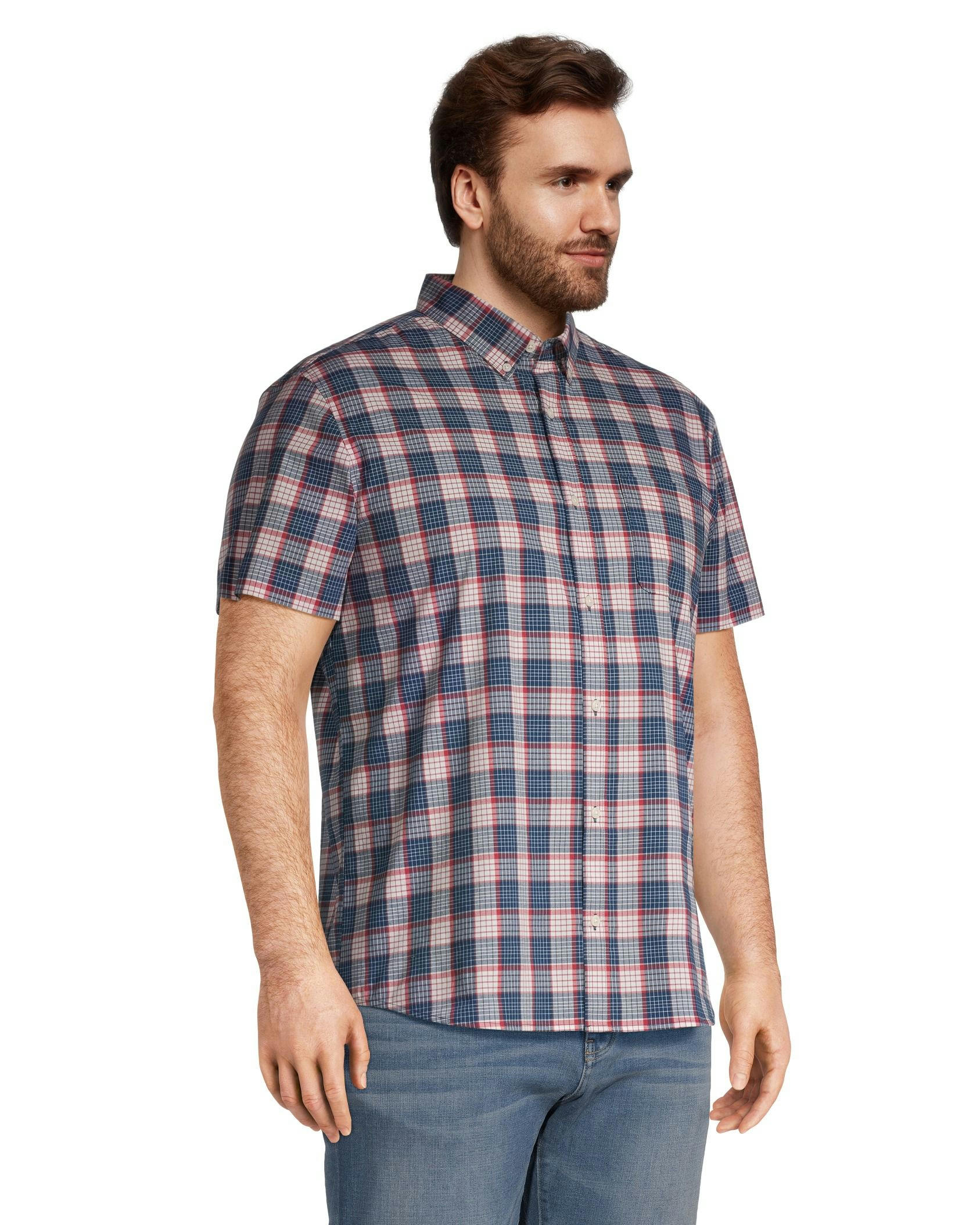 Denver Hayes Men's Plaid Sport Casual Modern Fit Shirt