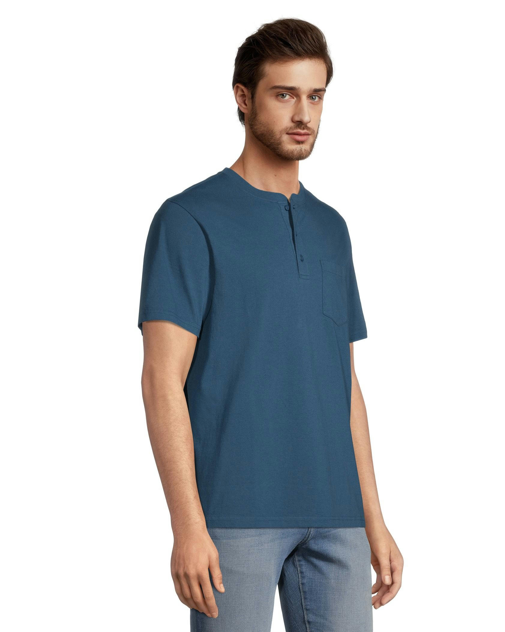 Men's 50 Wash Short Sleeve Classic Fit Henley Shirt