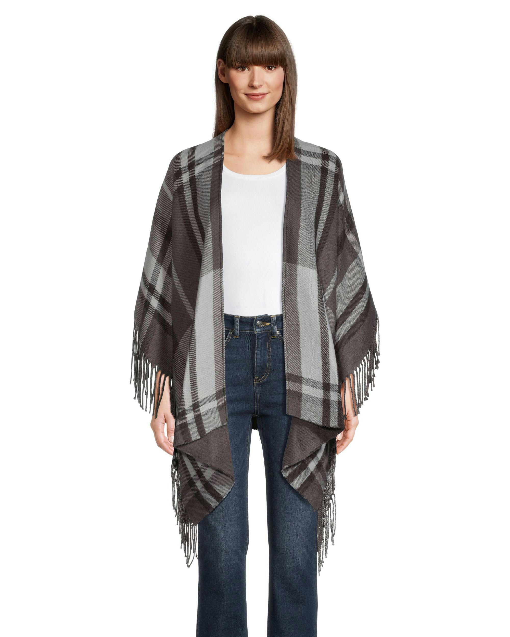 Denver Hayes Women's Plaid Fringe Ruana