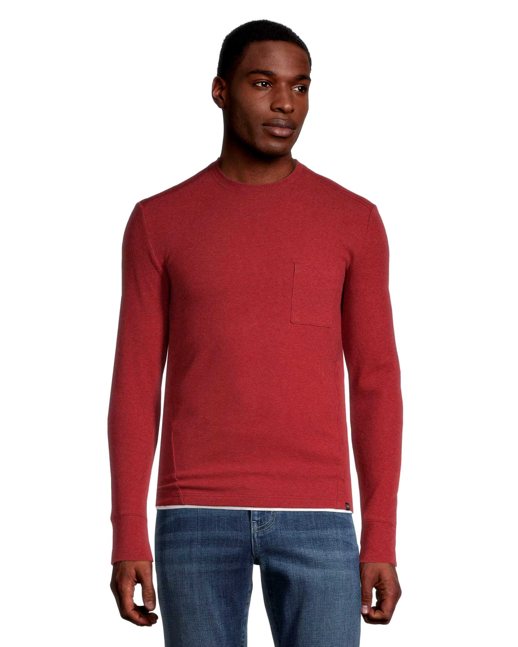 WindRiver Men's Birdseye Long Sleeve Modern Fit Crewneck T Shirt