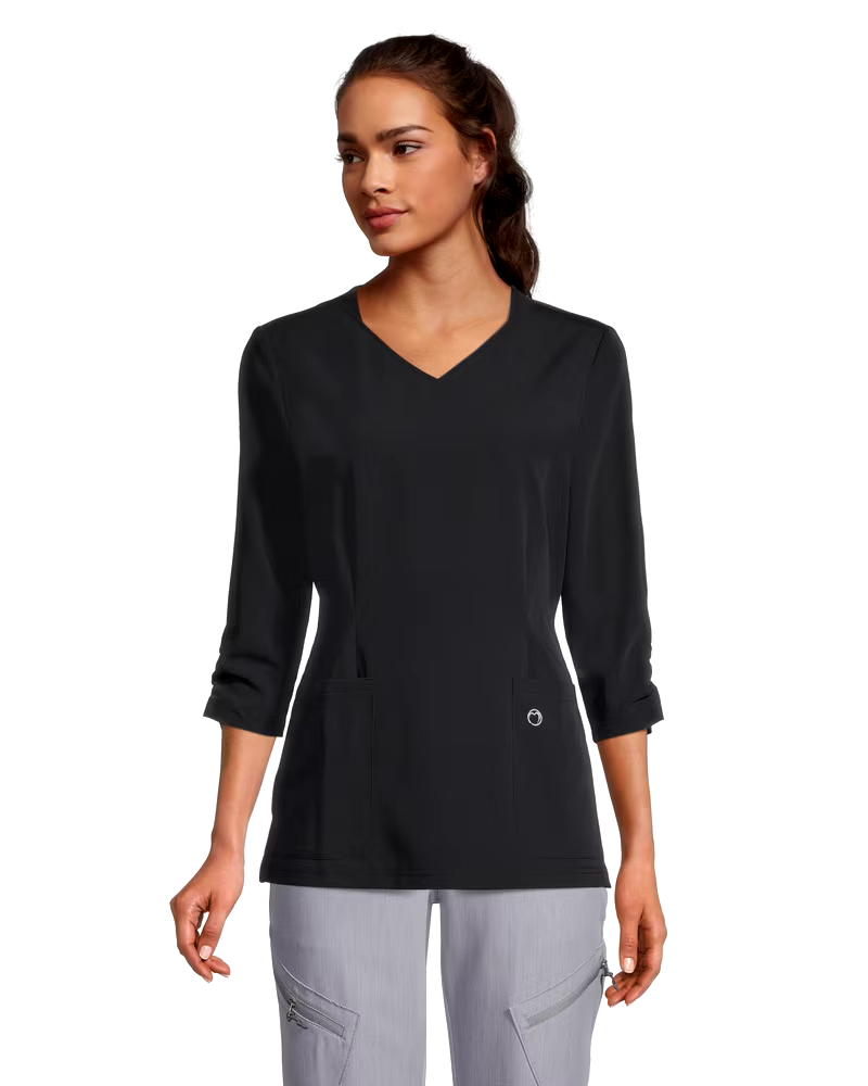 HEALTH PRO Women's 3/4 Sleeve Patch Pocket Scrub Top
