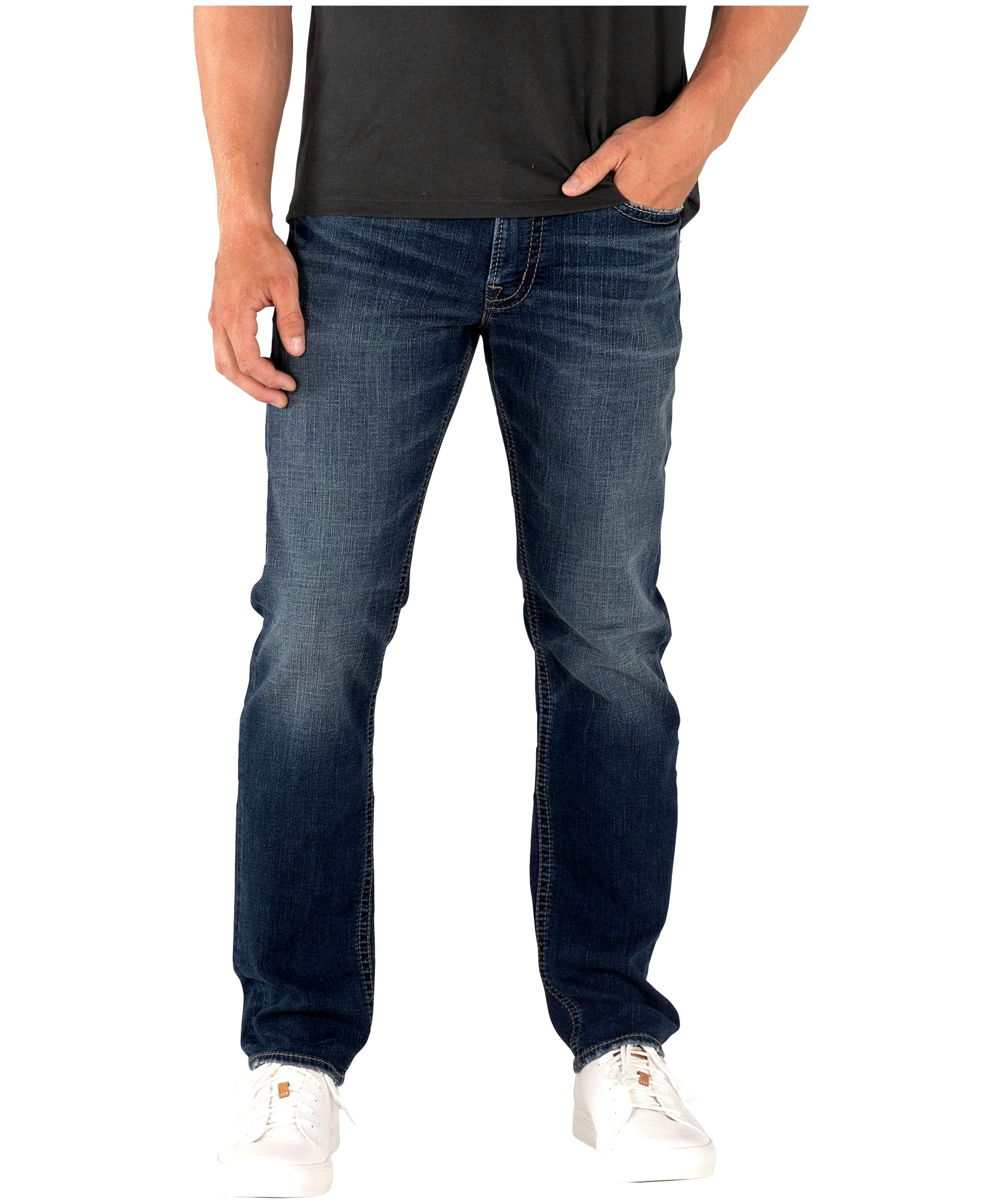 Silver Men's Eddie Mid Rise Relaxed Fit Tapered Dark Wash Jeans