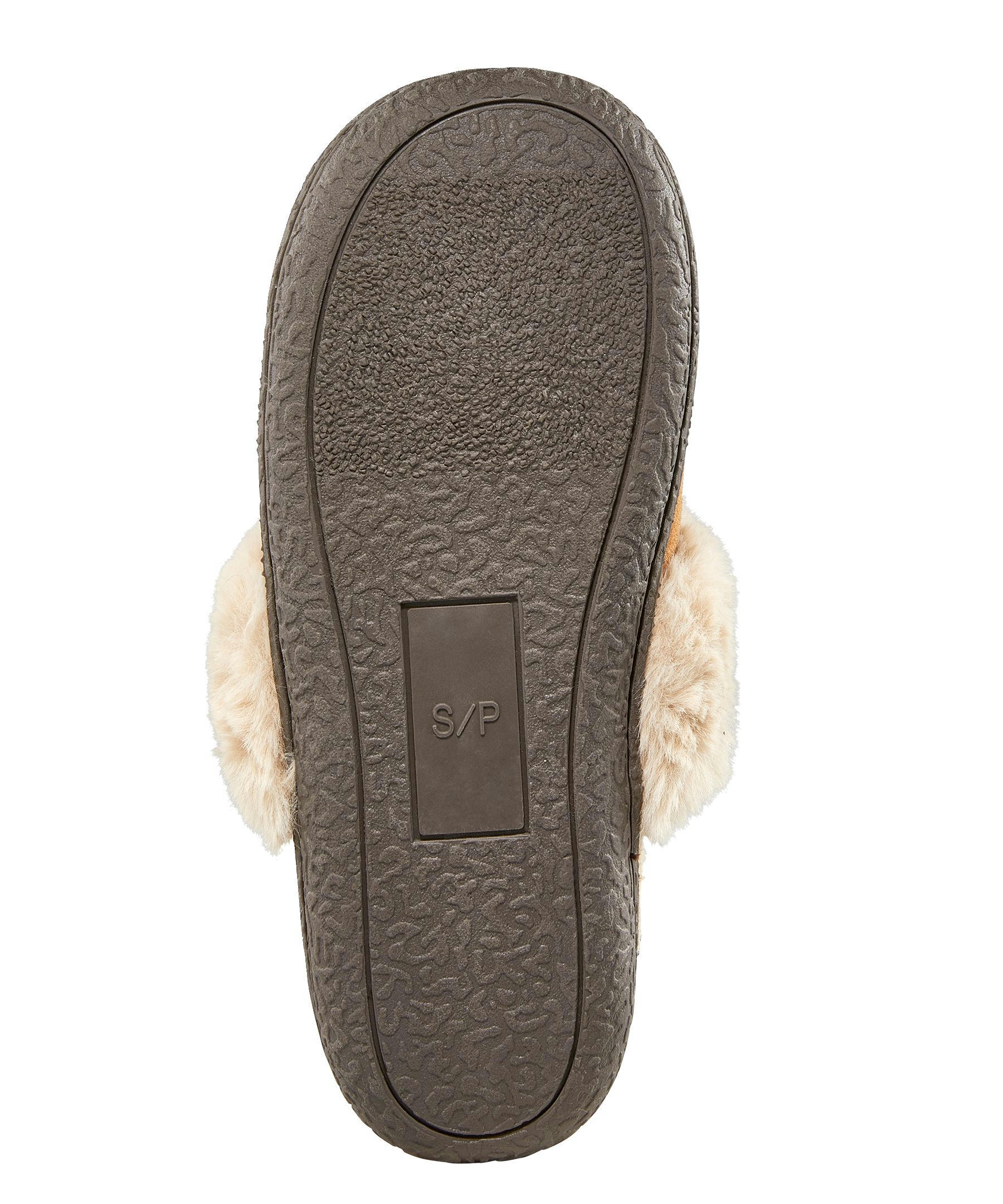 WindRiver Women's Faux Fur Trim Suede Slippers