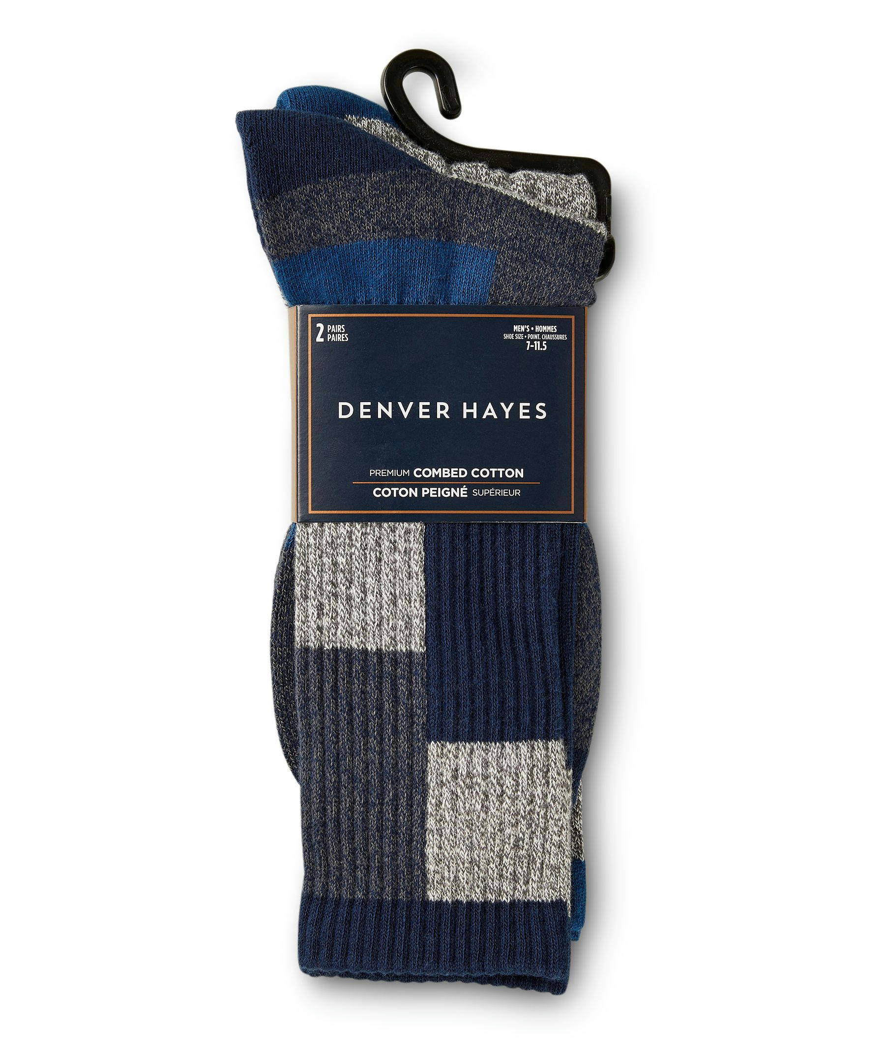 Denver Hayes Men's 2 Pack Casual Crew Socks