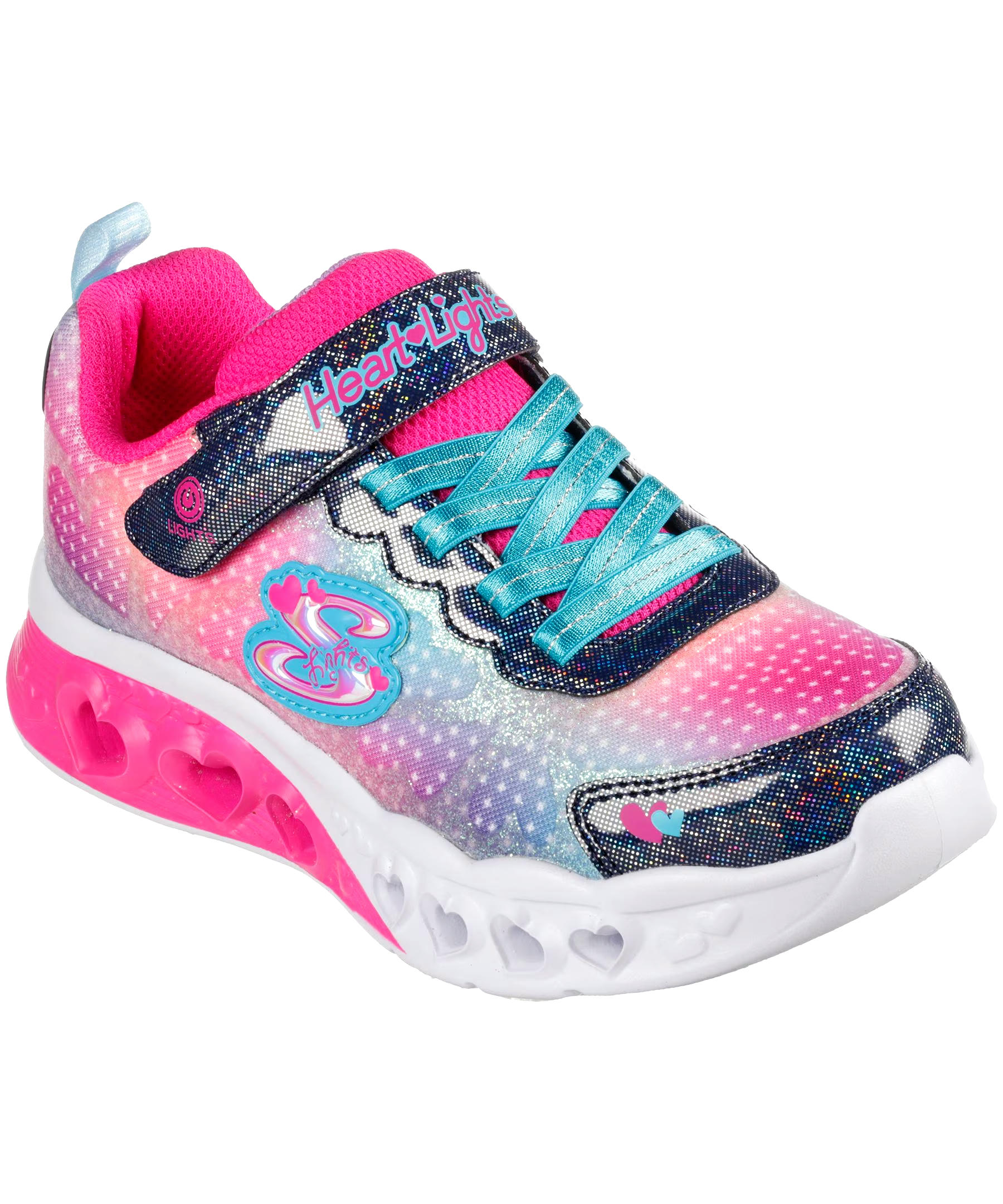 Skechers Preschool Girls Flutter Heart Lights Sneakers - Navy/Multi