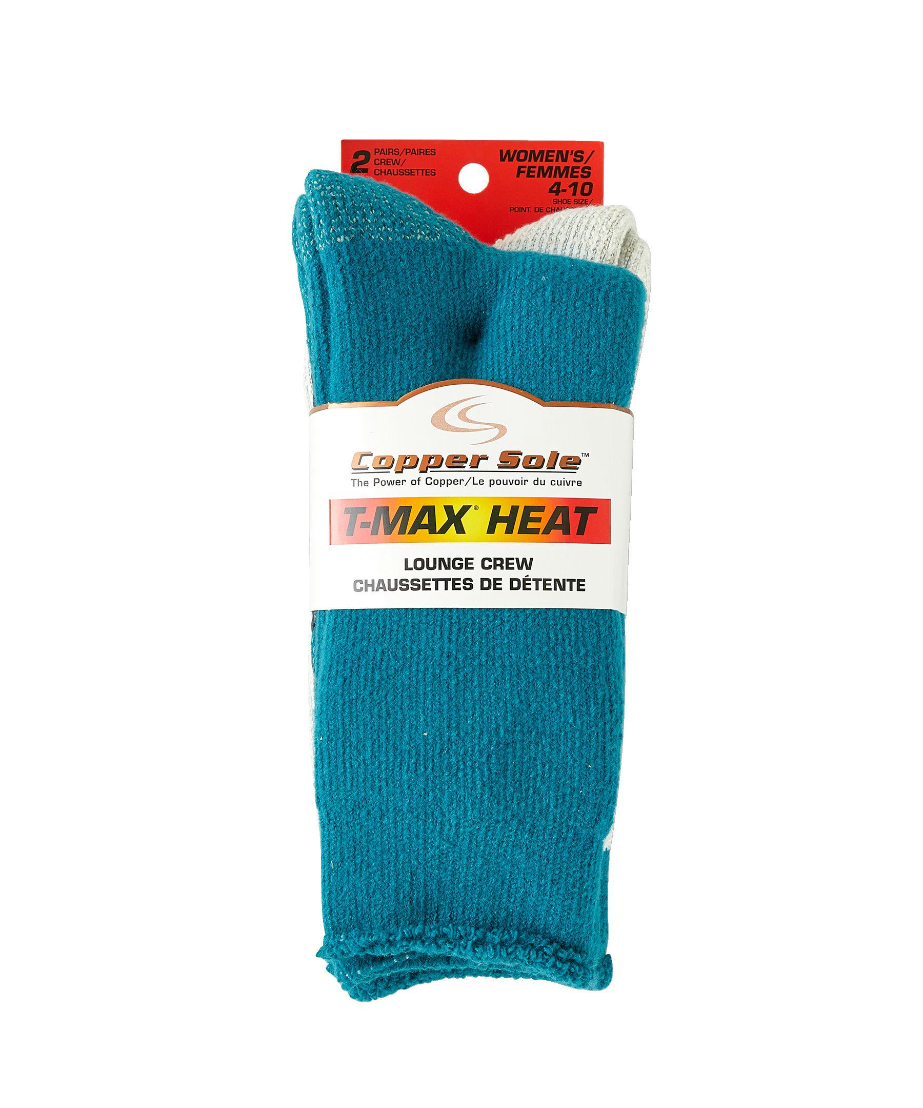 Copper Sole Women's 2 Pack T-Max Lounge Crew Socks Compression Over The Calf Socks