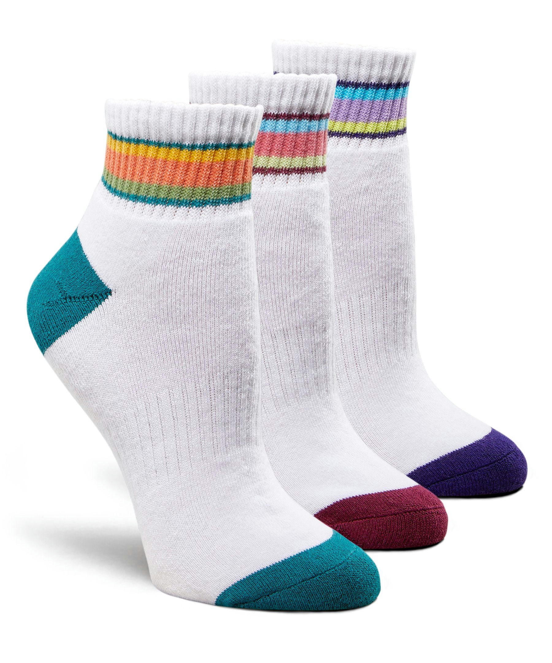 Shambhala Women's 3 Pack Quarter Crew Socks with Quad Comfort