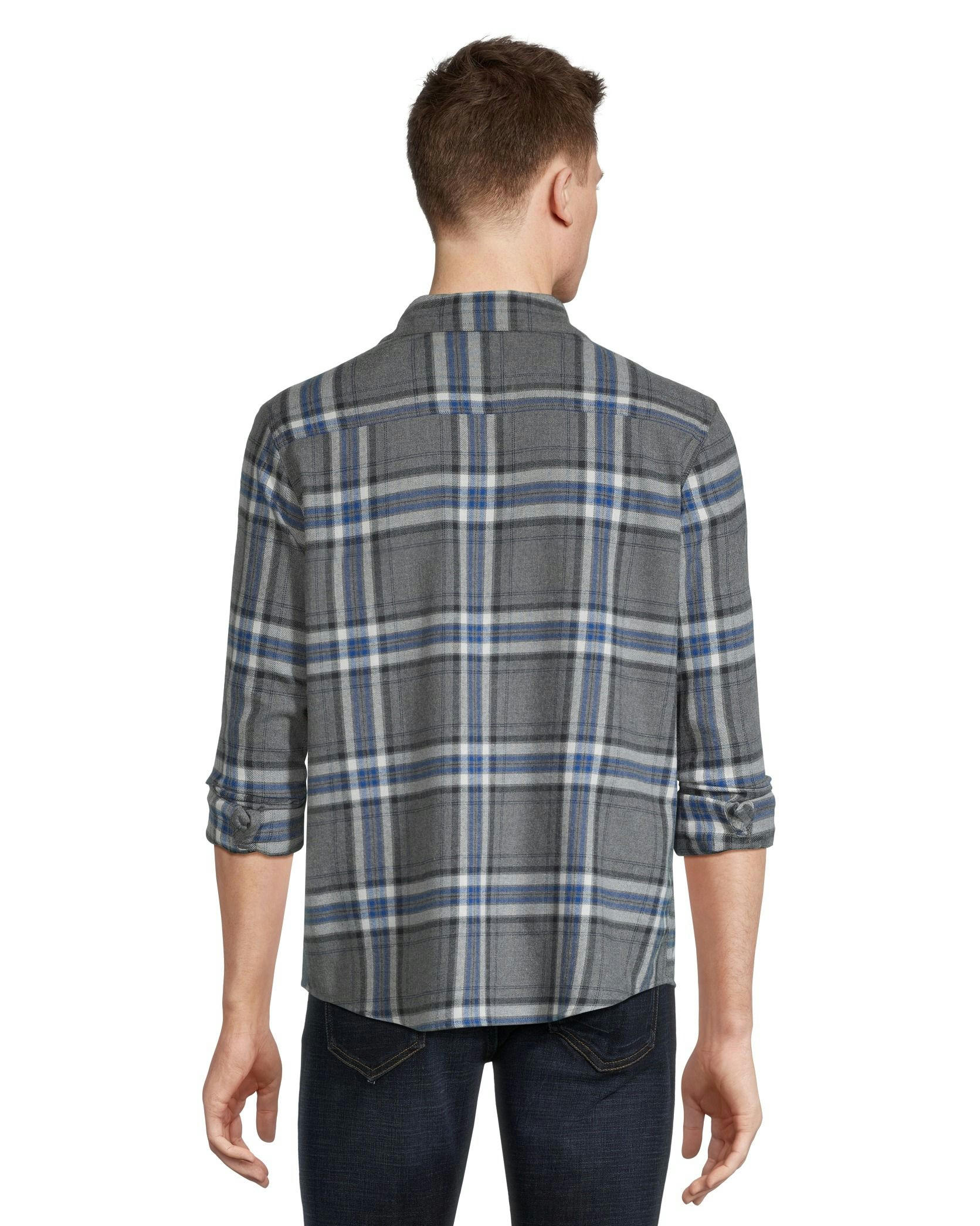 Boston Traders Men's Double Brushed Long Sleeve Snap Flannel Shirt