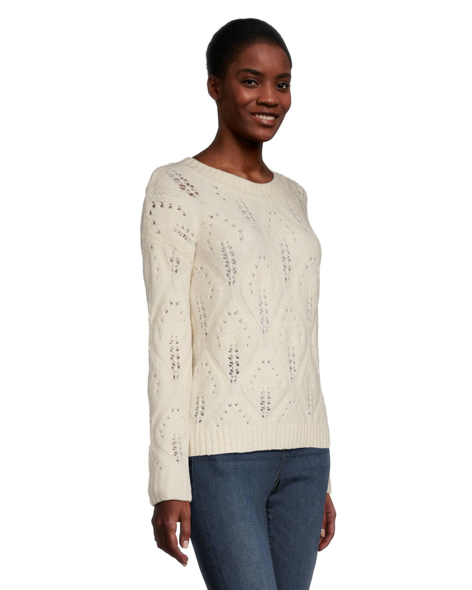 Denver Hayes Women's Luxe Relaxed Fit Pointelle Pullover