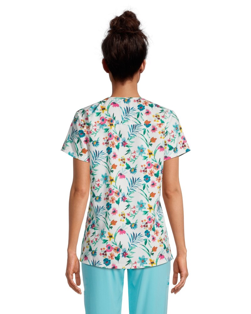 HEALTH PRO Women's V-Neck Print Scrub Top - Bold Bloom