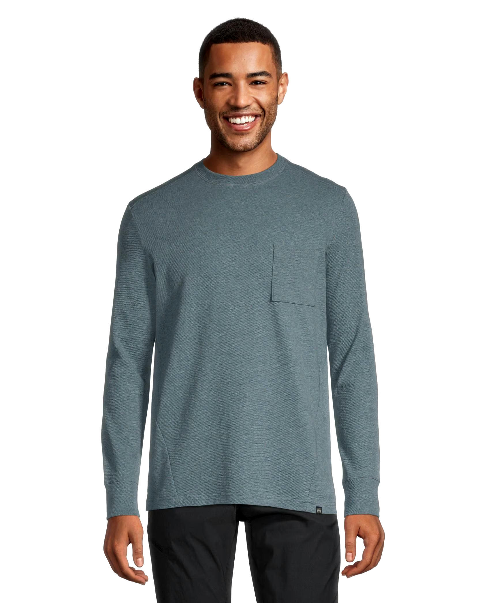 WindRiver Men's Birdseye Long Sleeve Modern Fit Crewneck T Shirt
