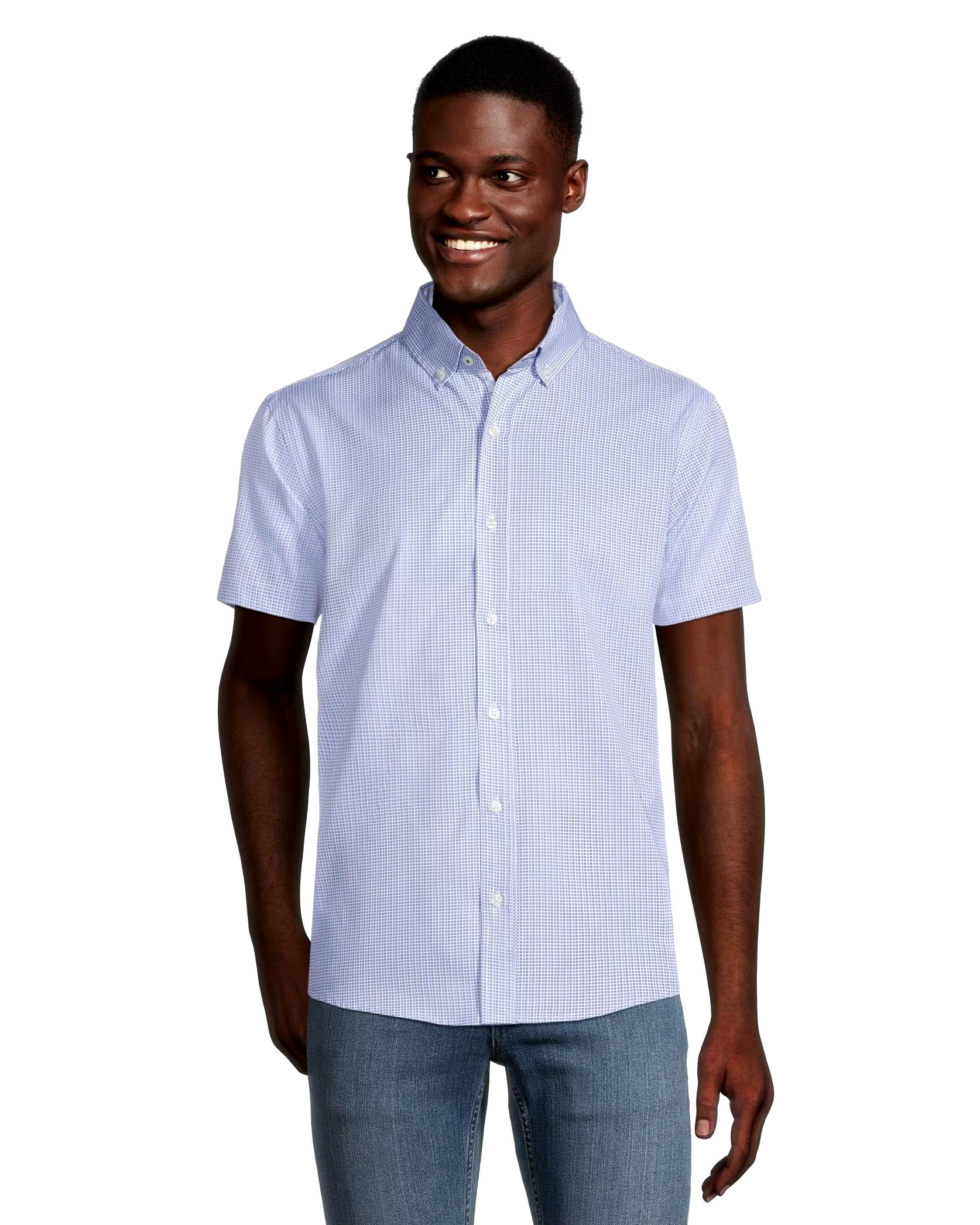 Denver Hayes Men's Hybrid 4-Way Stretch Short Sleeve Commuter Sport Shirt