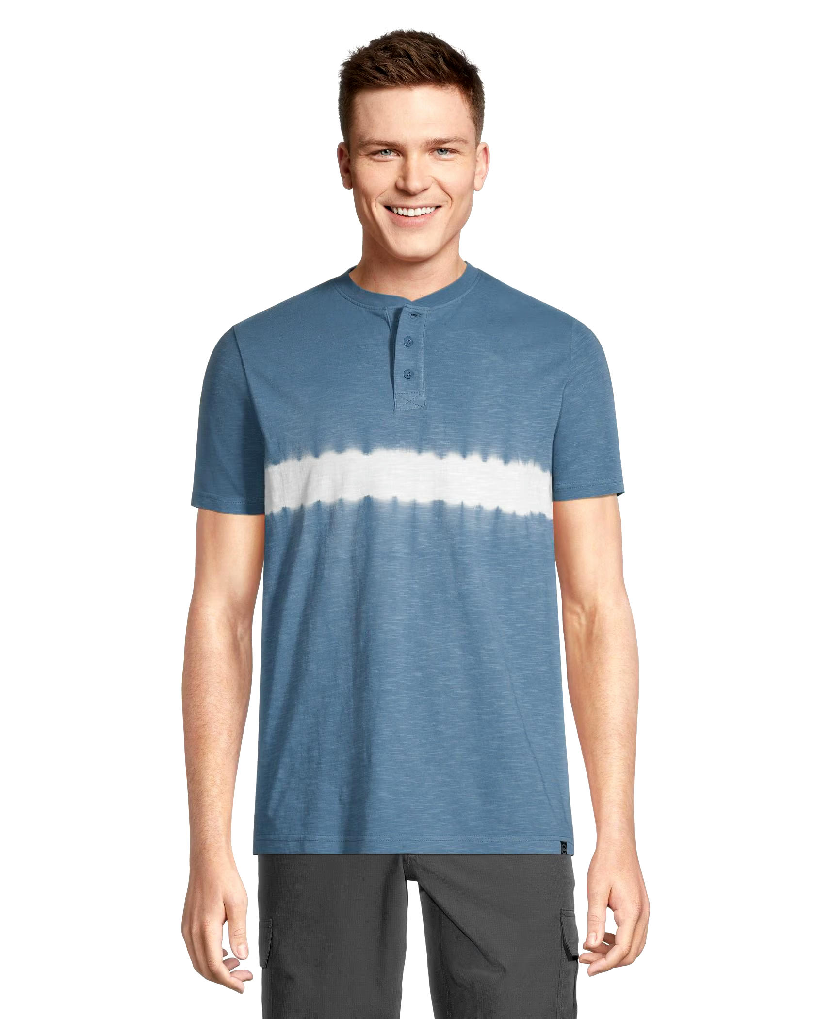 FarWest Men's Tie Dye Short Sleeve Classic Fit Henley Shirt