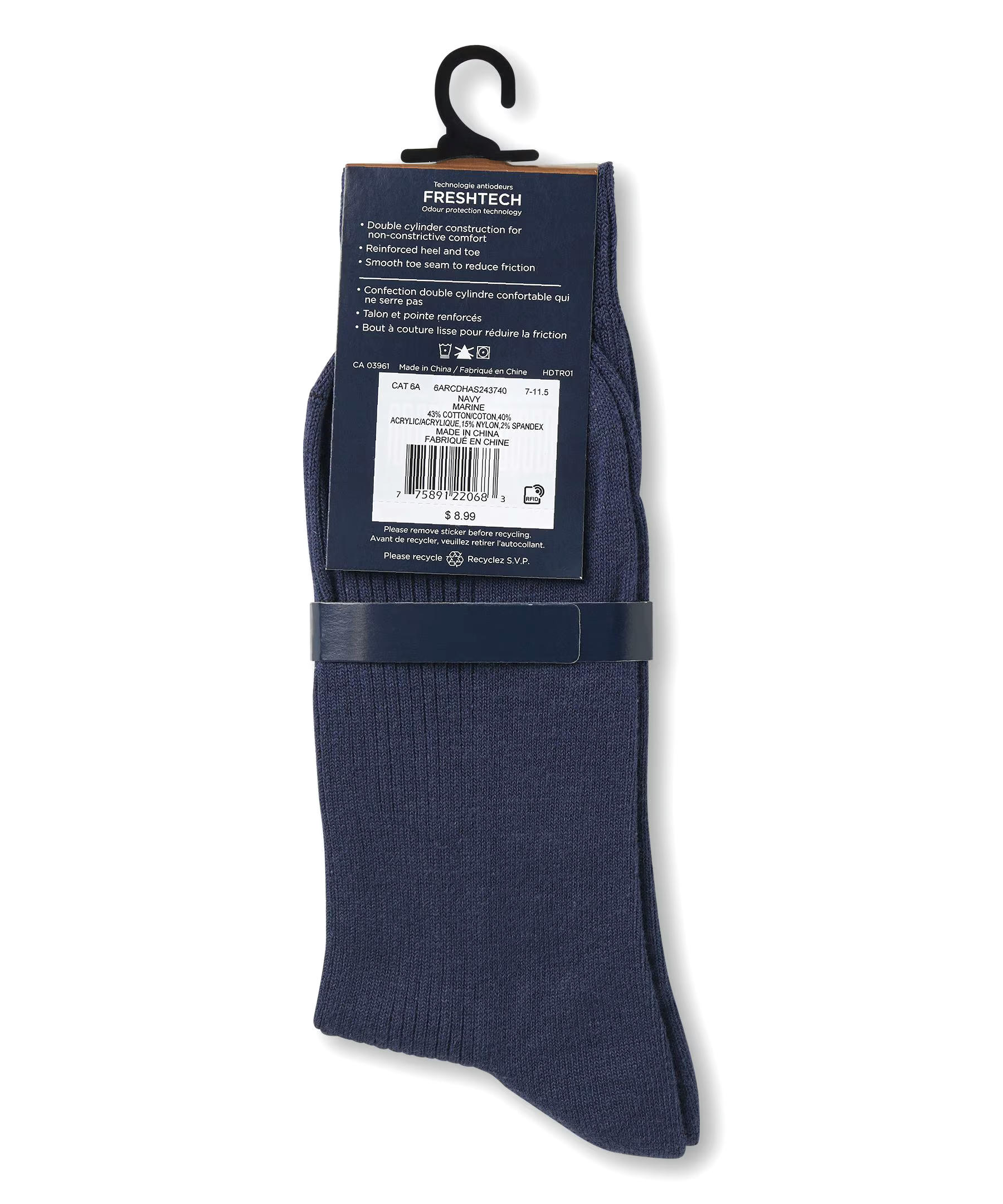 Denver Hayes Men's FRESHTECH® Casual Rib Crew Socks