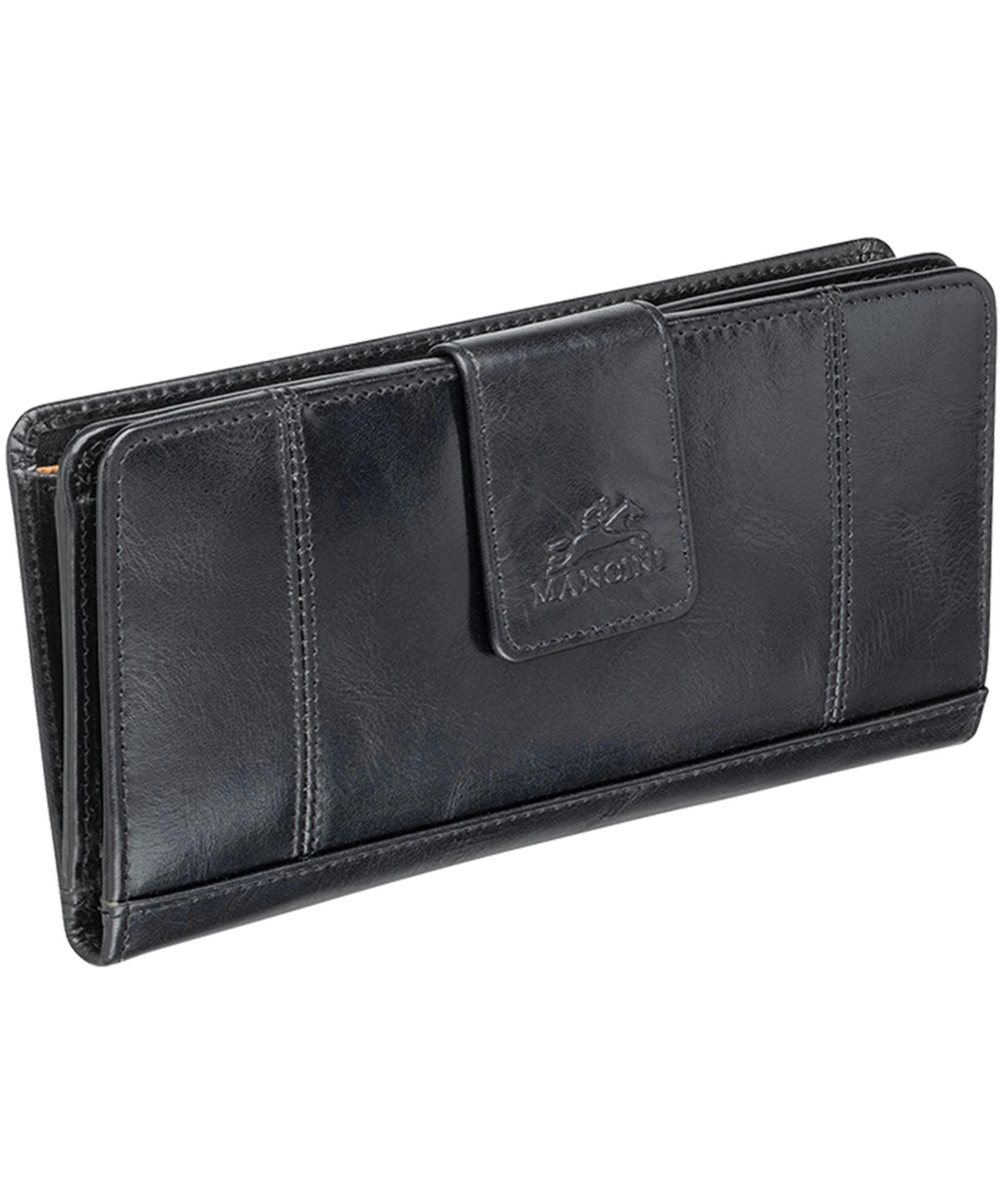 Mancini Leather Goods Women's Casablanca RFID Secure Clutch Wallet Black